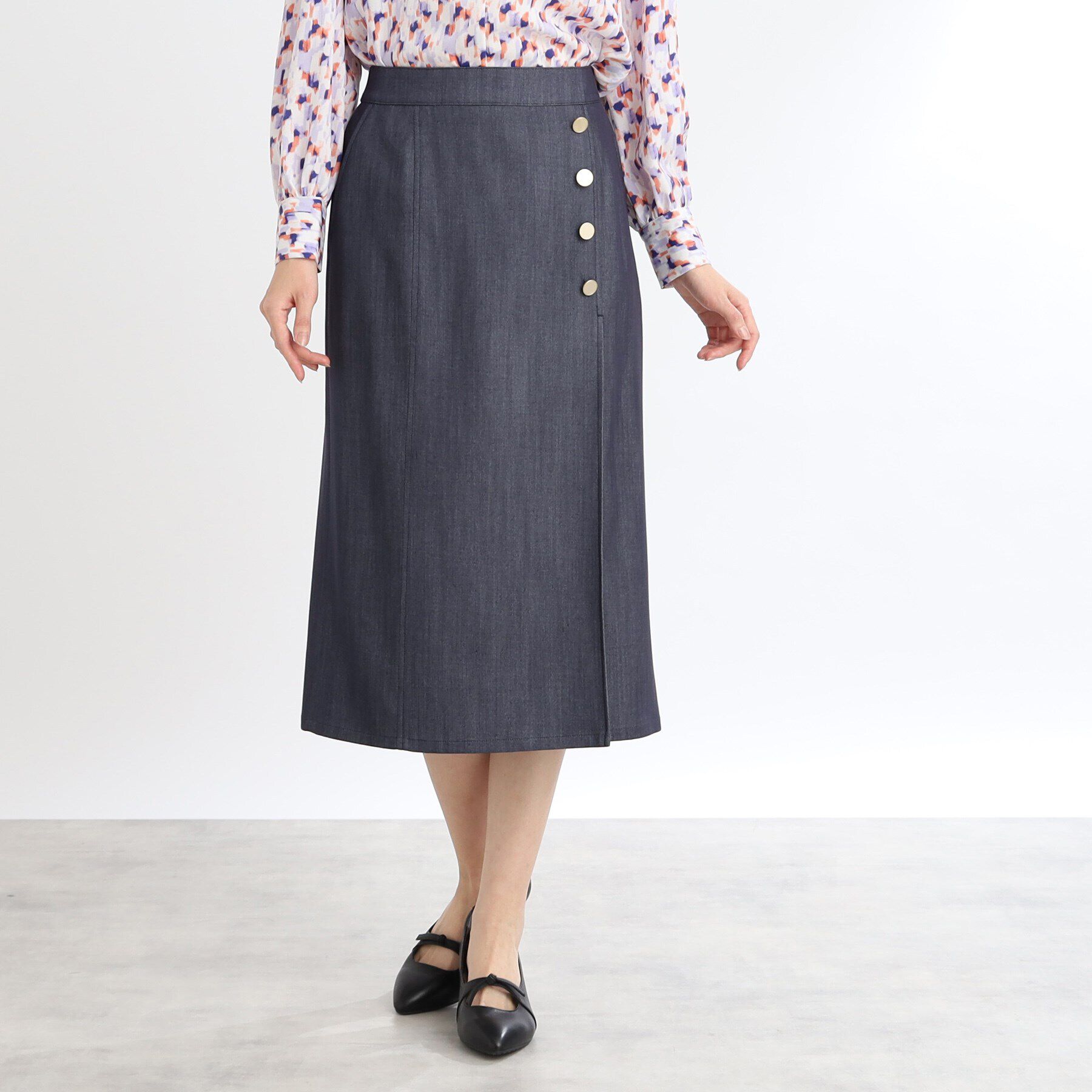 Reflect「【手洗い可】デニム調タイトスカート」|スカート|