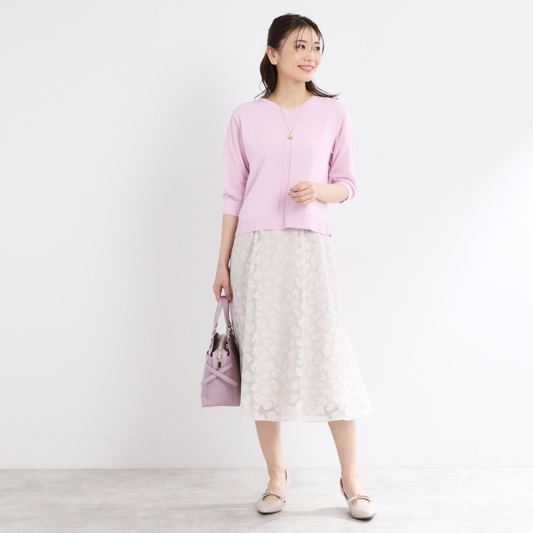 Reflect「【WEB先行カラーあり／手洗い可】透かし柄デザインニット」|ニット・セーター|