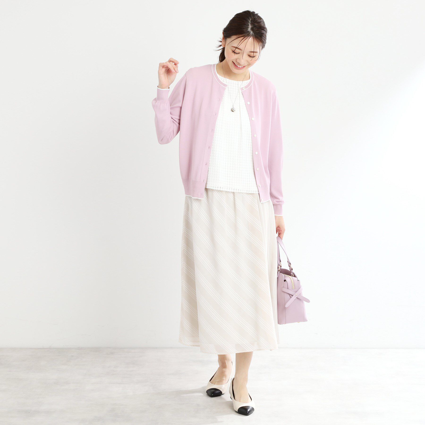 Reflect「【手洗い可／アンサンブル可】バイカラーカーディガン」|カーディガン|