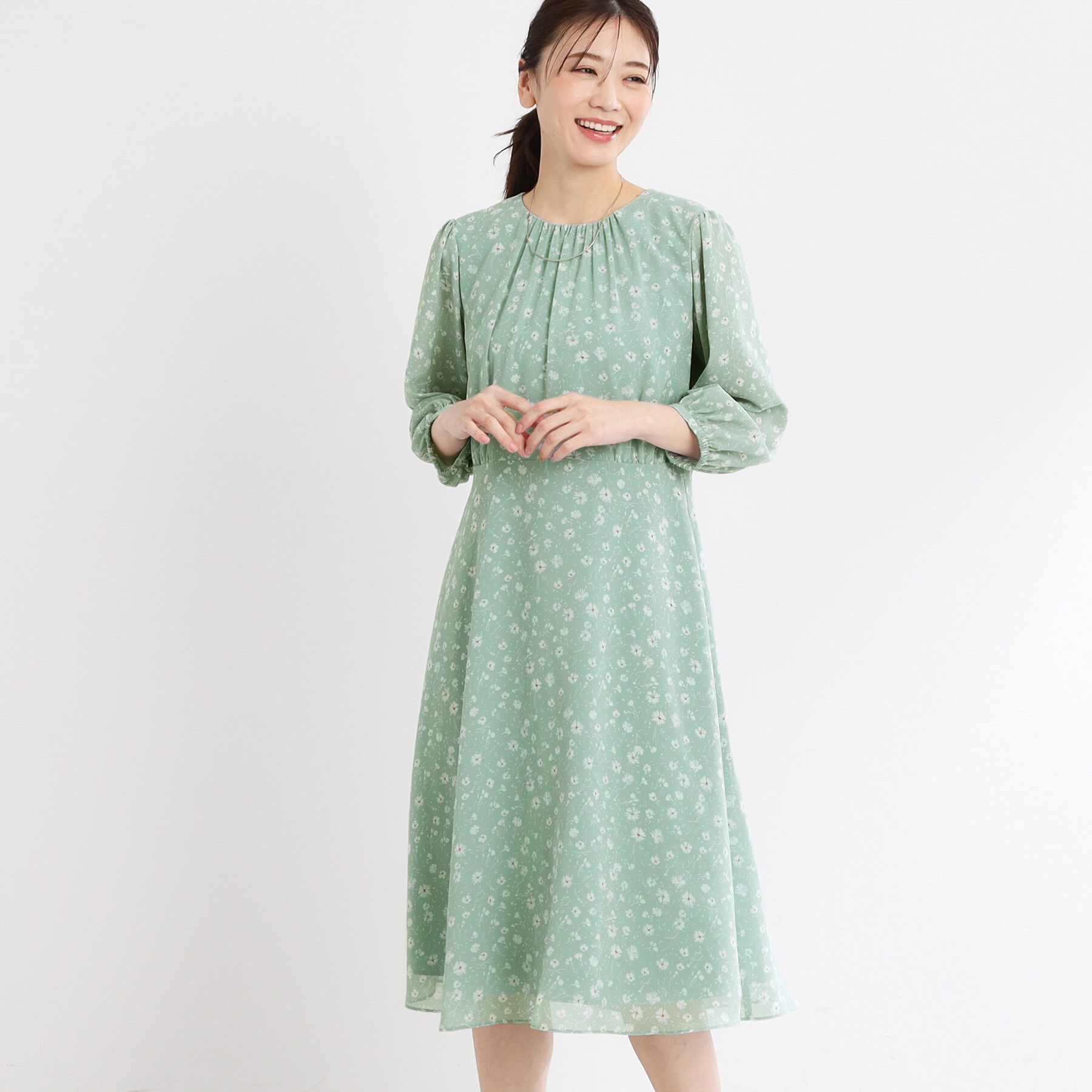 Reflect「【マシンウォッシュ可】フラワープリントワンピース」|ワンピース|