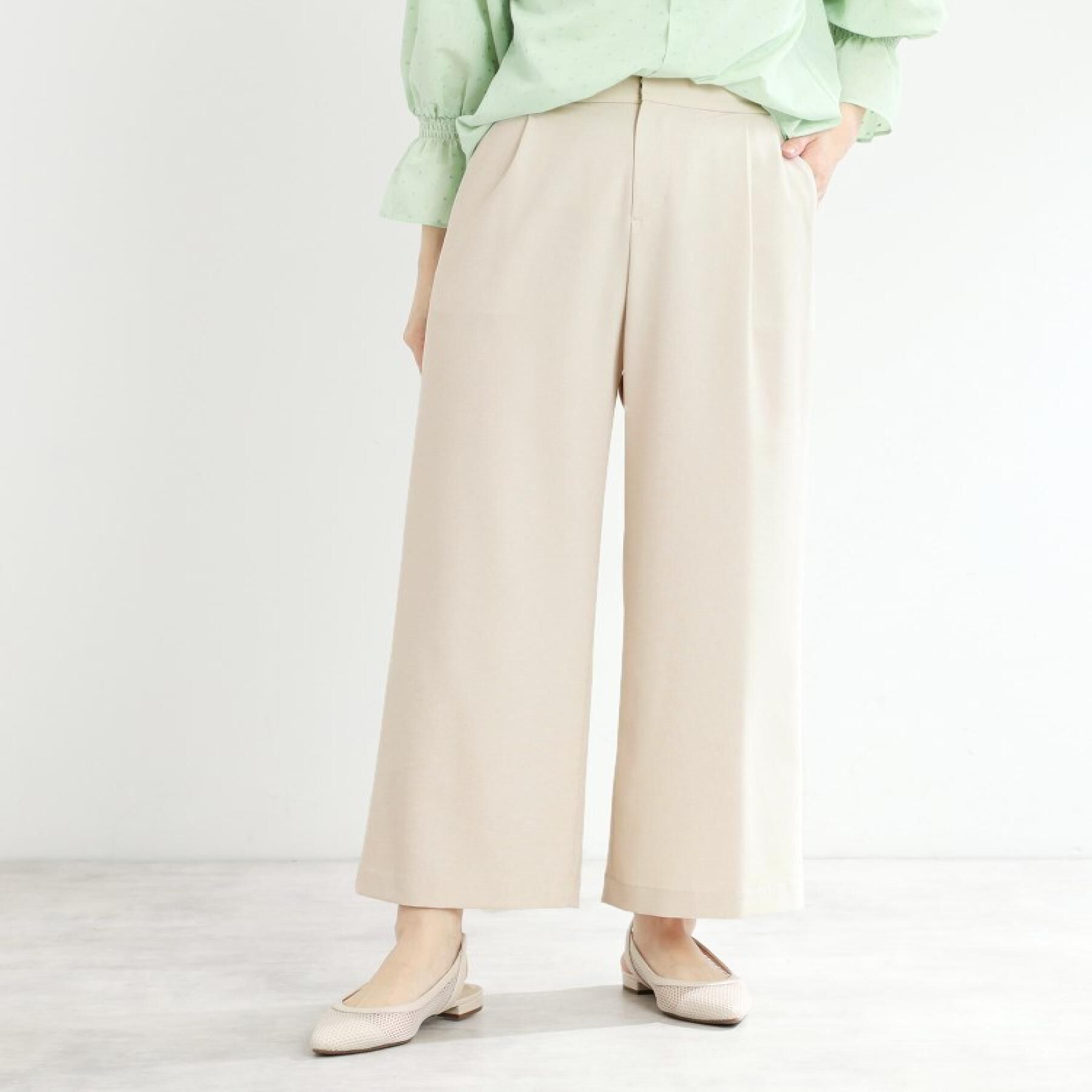 Reflect「【マシンウォッシュ可／すっきりシルエット】ワイドシルエットパンツ」|その他|ライトベージュ(05