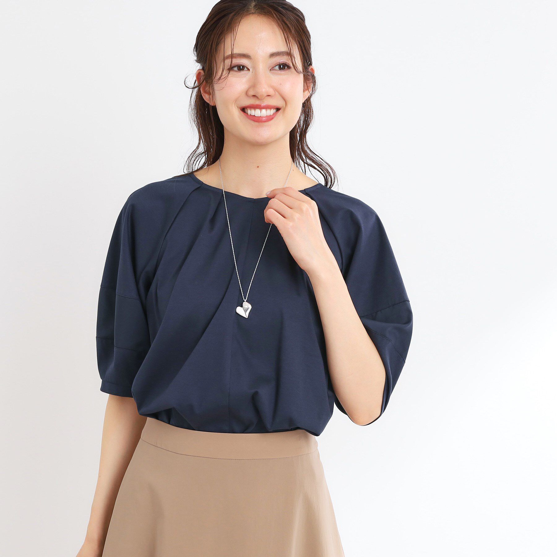 Reflect「【マシンウォッシュ可】キレイめラグランスリーブジャージ」|Tシャツ・カットソー|ネイビー(094)