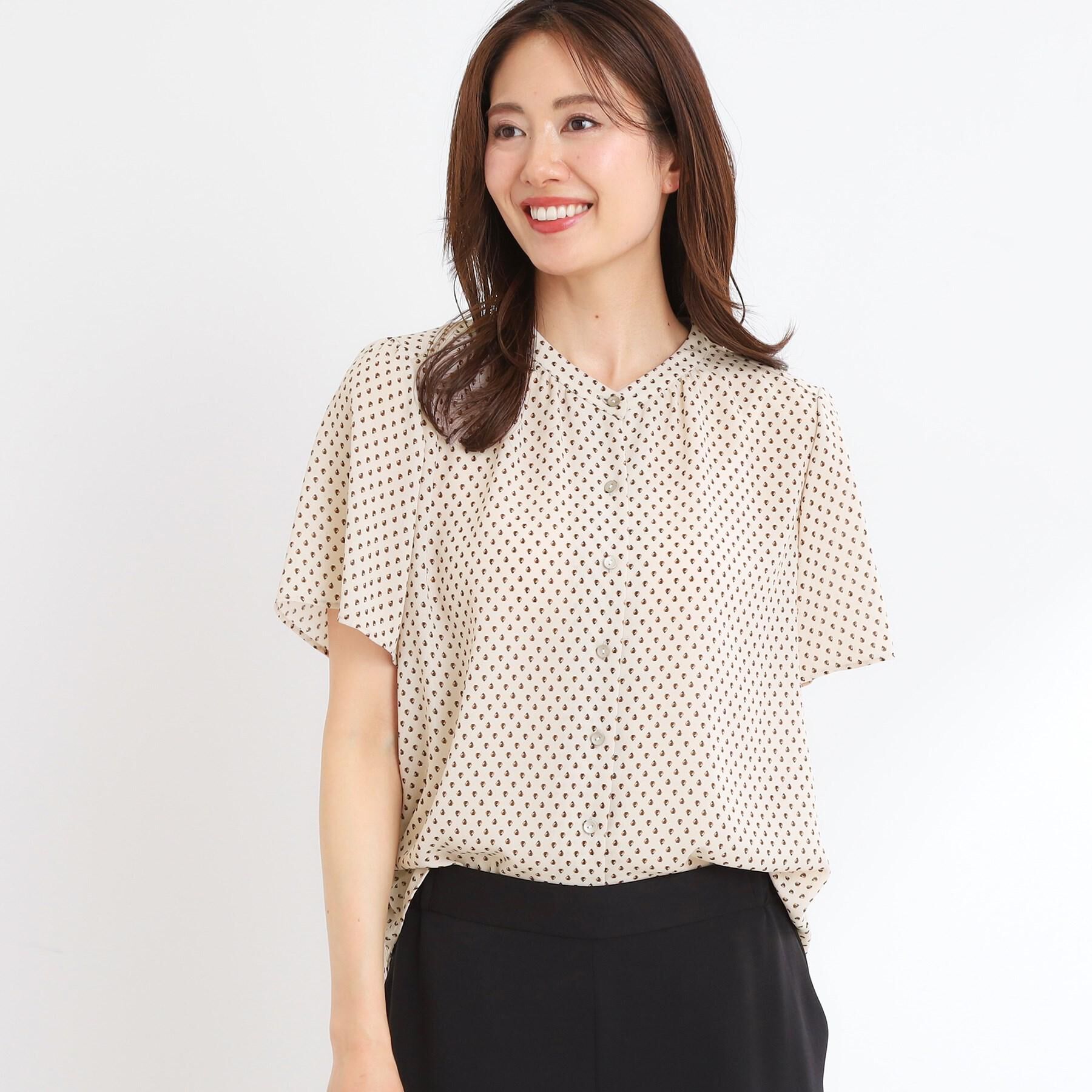 Reflect「【マシンウォッシュ可】五分袖コツキプリントブラウス」|シャツ・ブラウス|