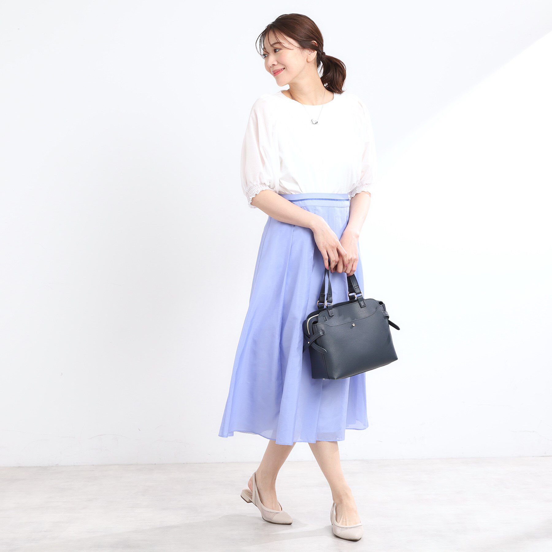 Reflect「【マシンウォッシュ可】シアーパフスリーブTブラウス」|シャツ・ブラウス|