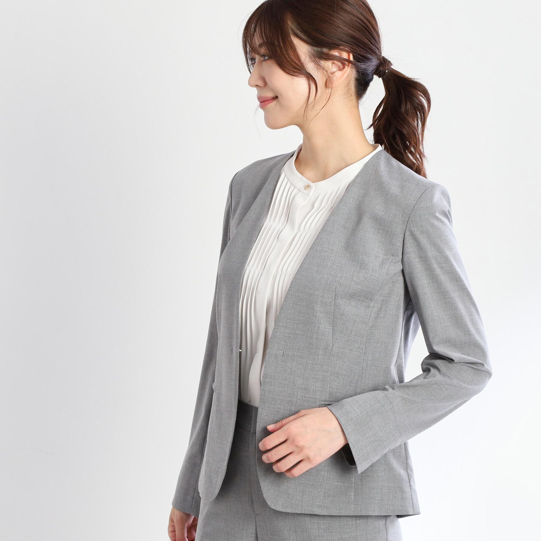 Reflect「【洗える／セットアップ可】ノーカラージャケット」|ノーカラージャケット|