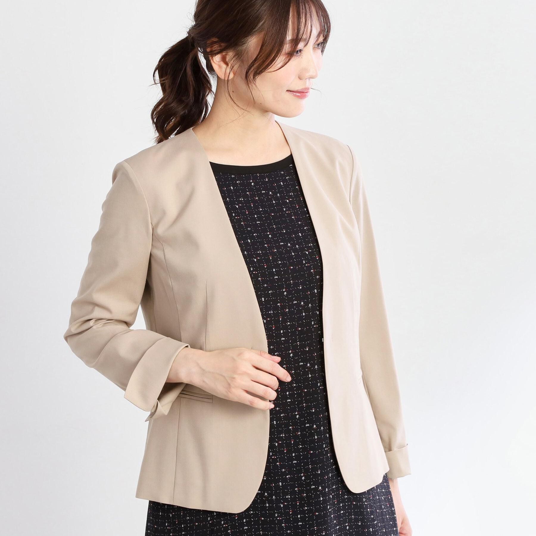 Reflect「【洗える／セットアップ可】ノーカラージャケット」|ノーカラージャケット|ピンクベージュ(05