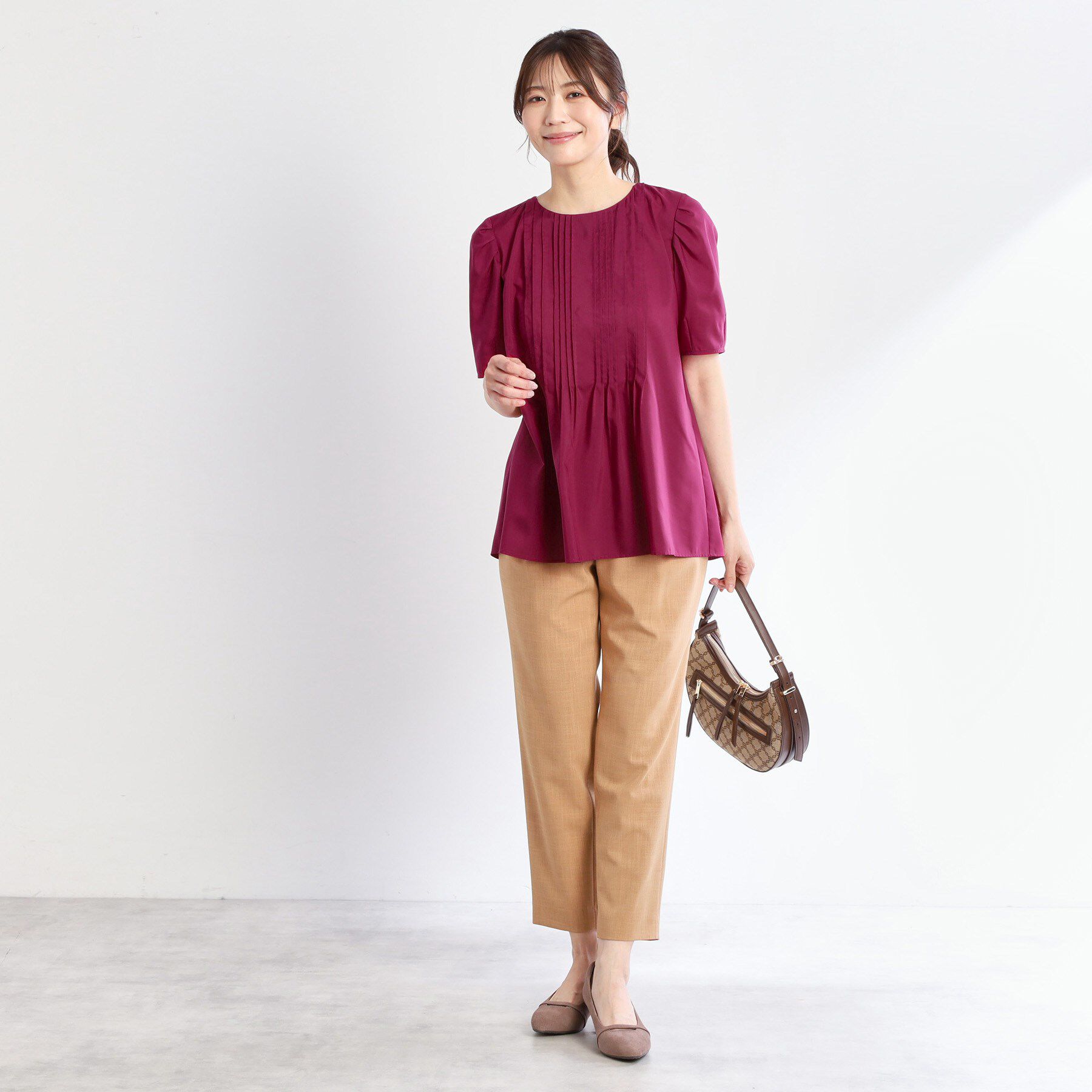 Reflect「【すっきり見え！長め丈】ピンタックデザインチュニックブラウス」|シャツ・ブラウス|