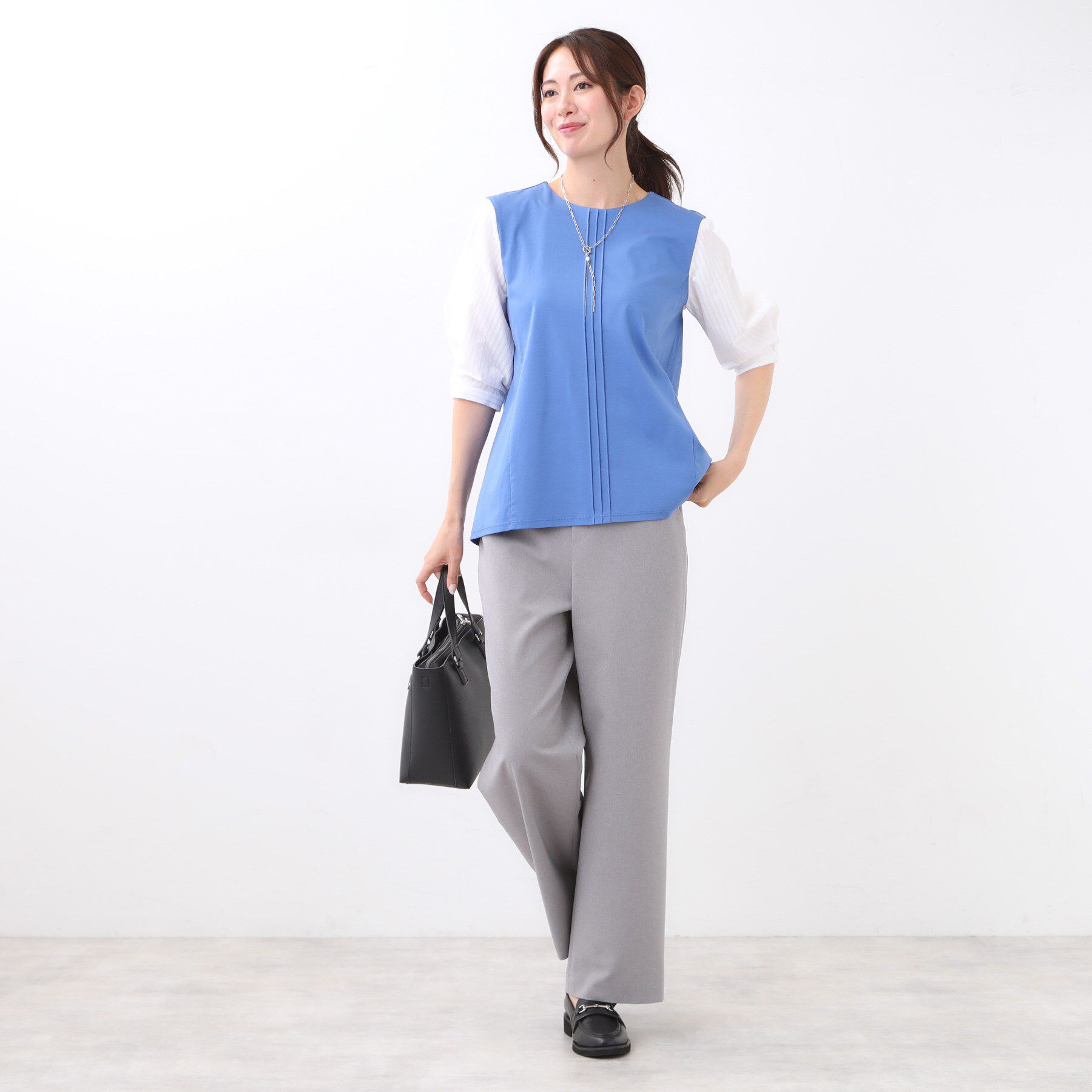 Reflect「【アウターを着てもすっきり／体型カバー／腰周りが気にならない】長め丈プルオーバージャージ」|Tシャツ・カットソー|