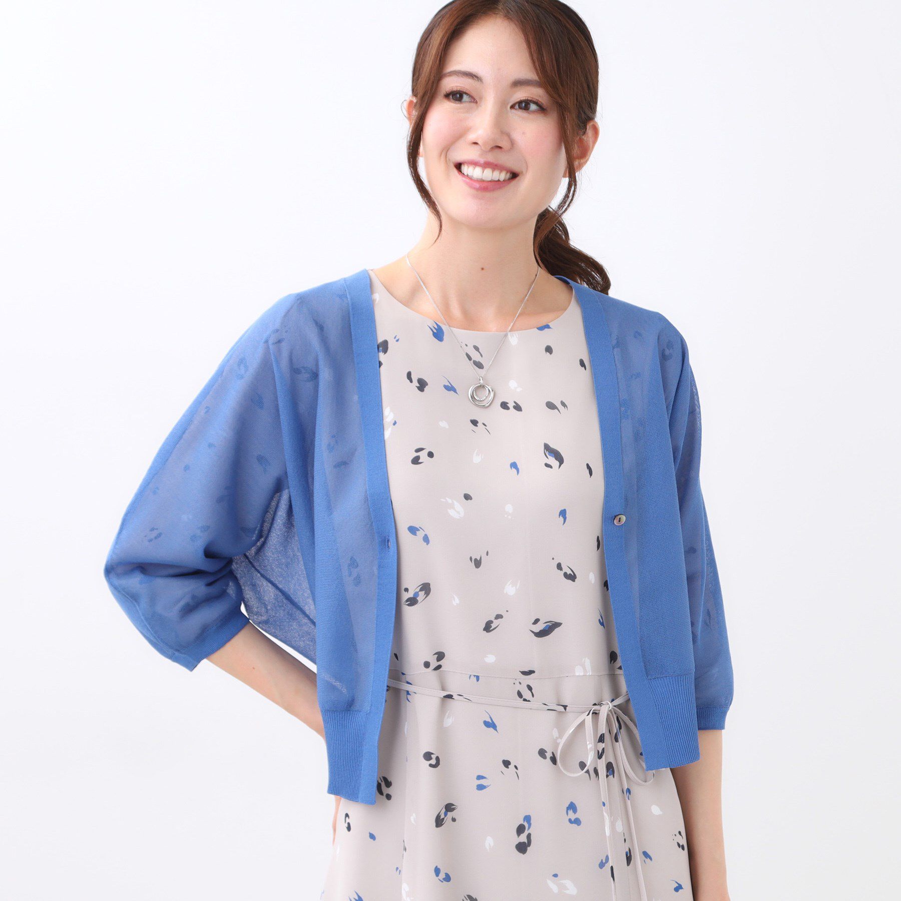Reflect「【手洗い可】ボレロ風シアーカーディガン」|カーディガン|ブルー(093)