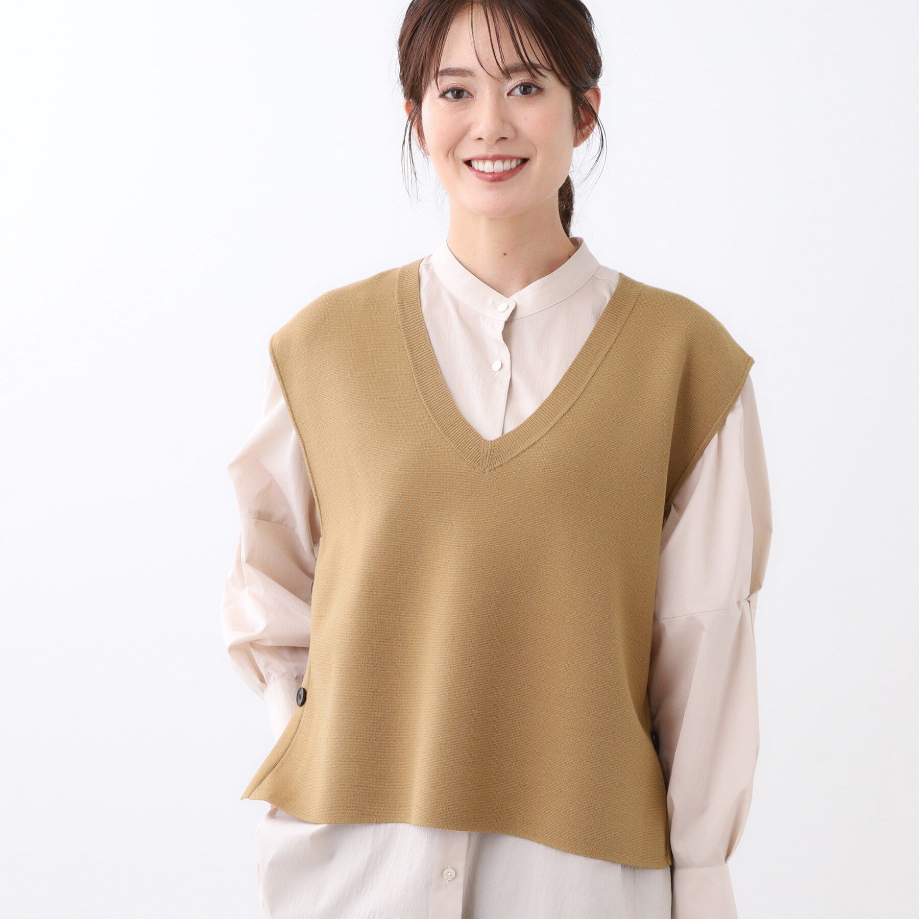 Reflect「【WEB先行カラーあり／セットアップ可】Vネックニットベスト」|ベスト・ジレ|キャメルブラウン(0