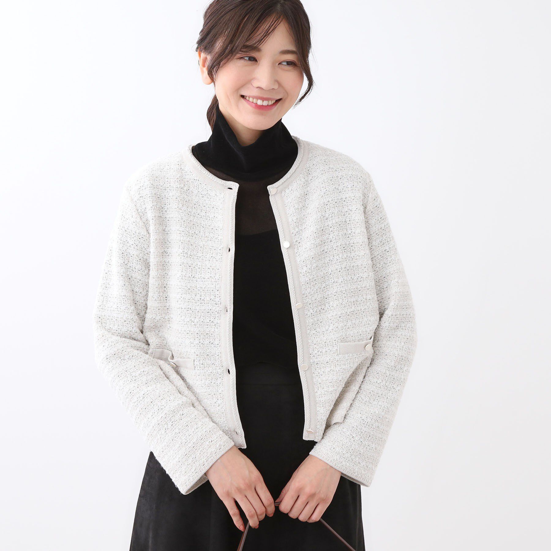 Reflect「【ライトアウター／ゆったりシルエット／気軽な羽織に◎】ドライタッチカーディガン」|カーディガン|ライトグレー(411