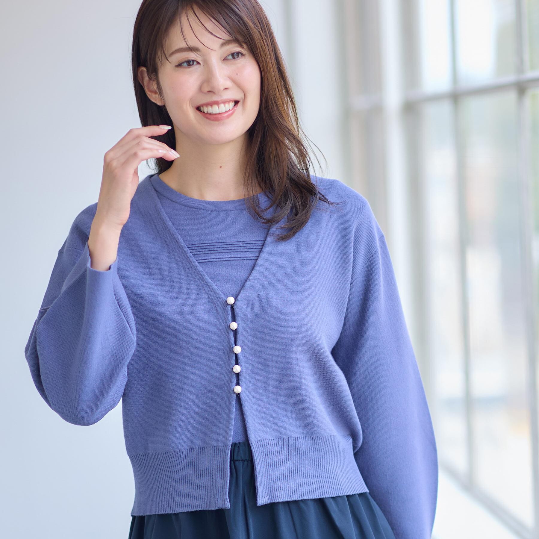 Reflect「【軽い羽織に◎／セットアップ可】パール調ボタン付きカーディガン」|カーディガン|