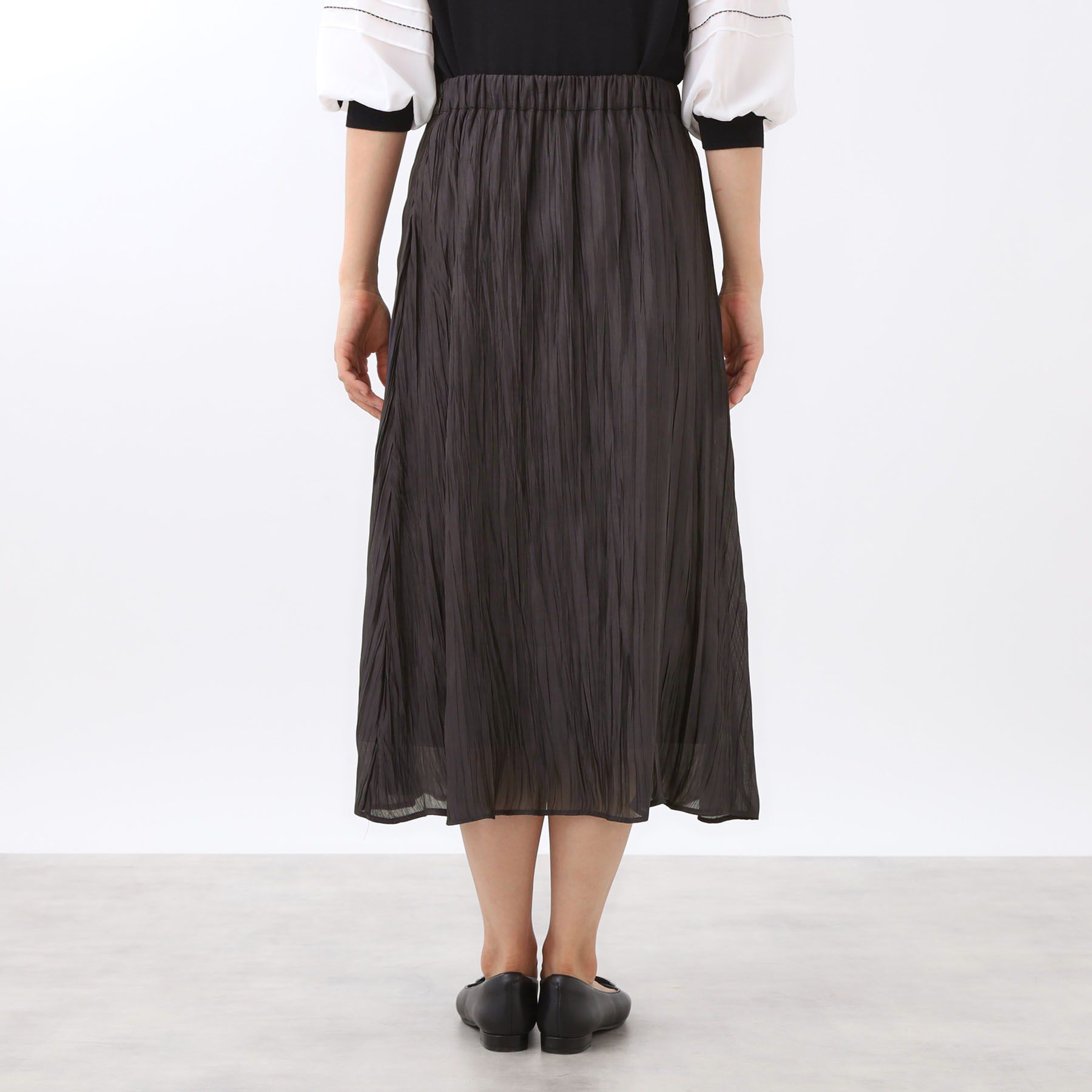 Reflect「【秋映え／華やかな揺れ感】ワッシャー加工タックフレアロングスカート」|スカート|