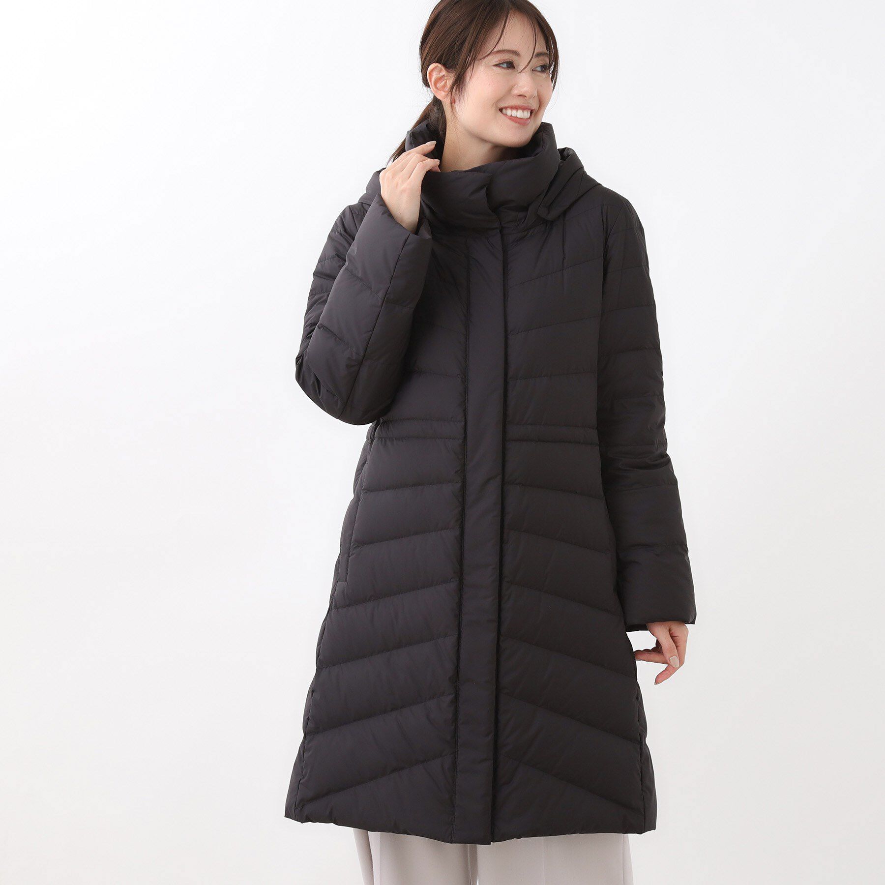 Reflect「【定番人気／ウエスト調整可】フーデッドロングダウンコート」|ダウン|