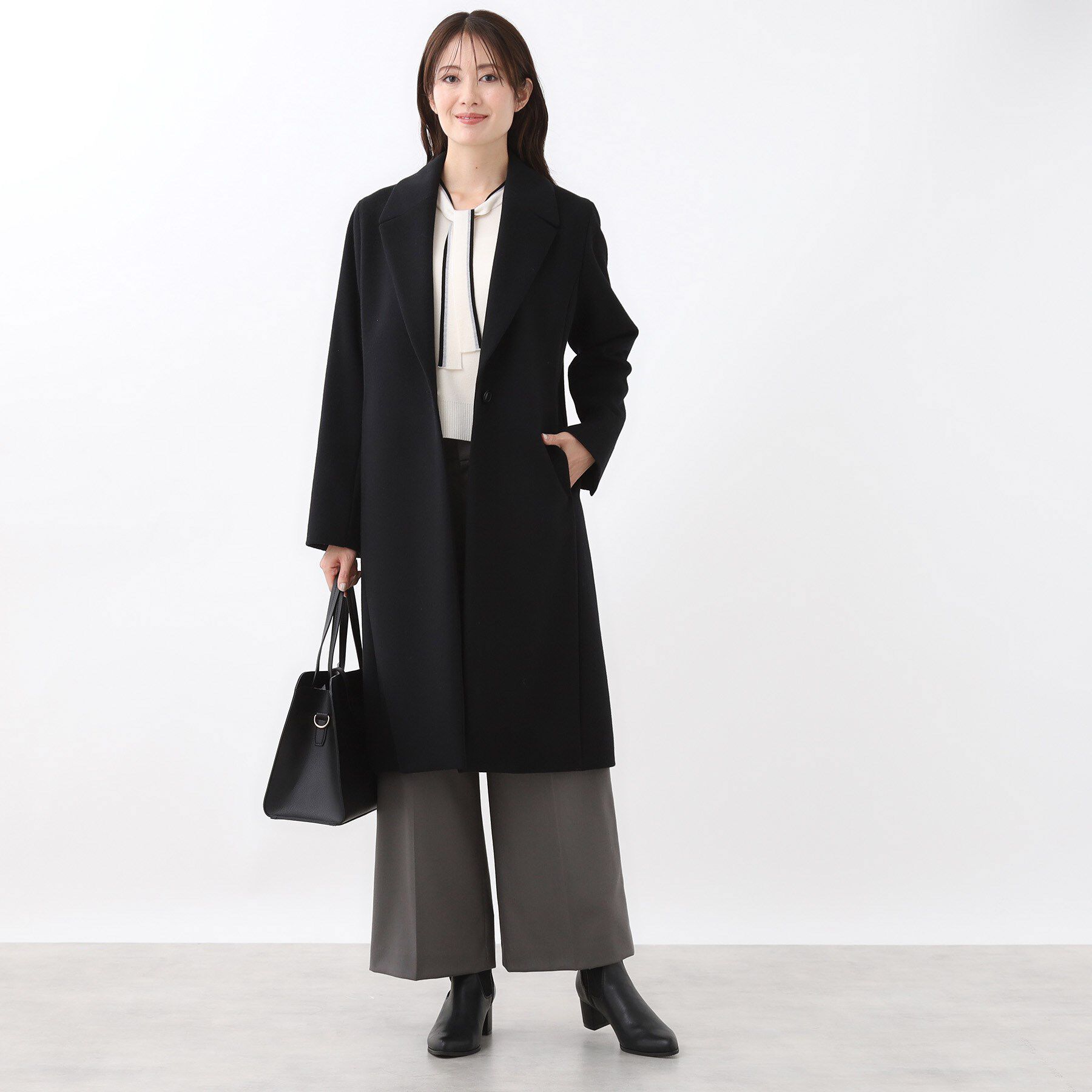 Reflect「【選べる6色】テーラードカラーロングウール混コート」|チェスターコート|