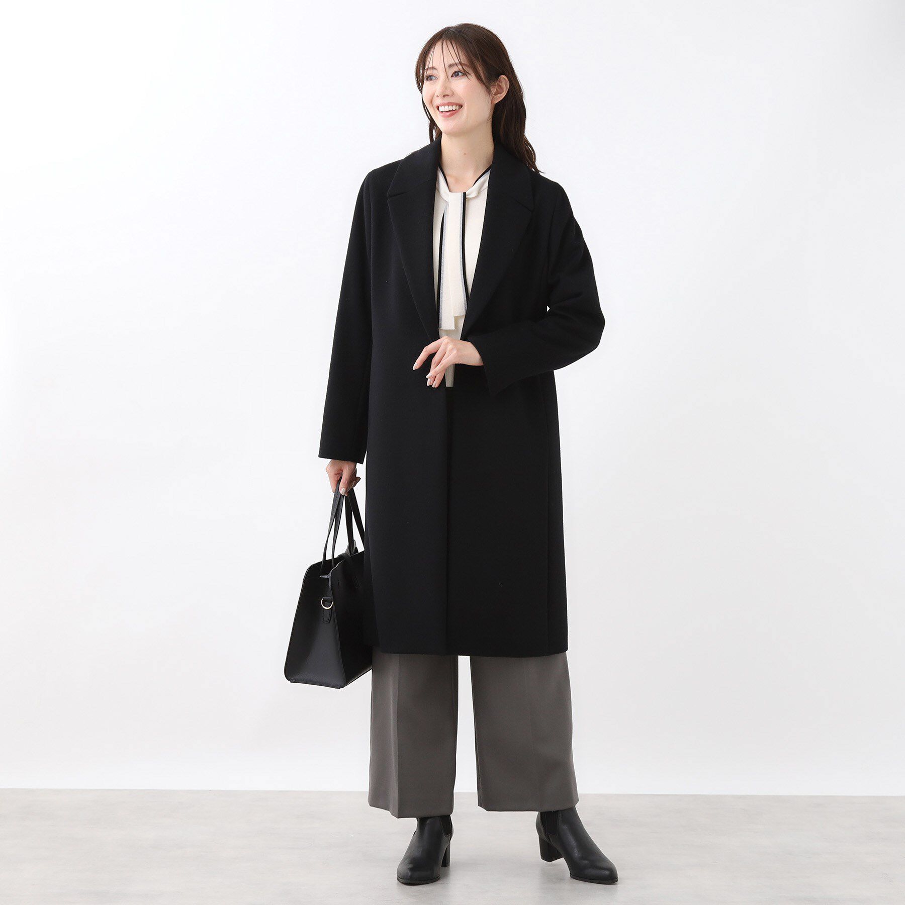 Reflect「【選べる6色】テーラードカラーロングウール混コート」|チェスターコート|