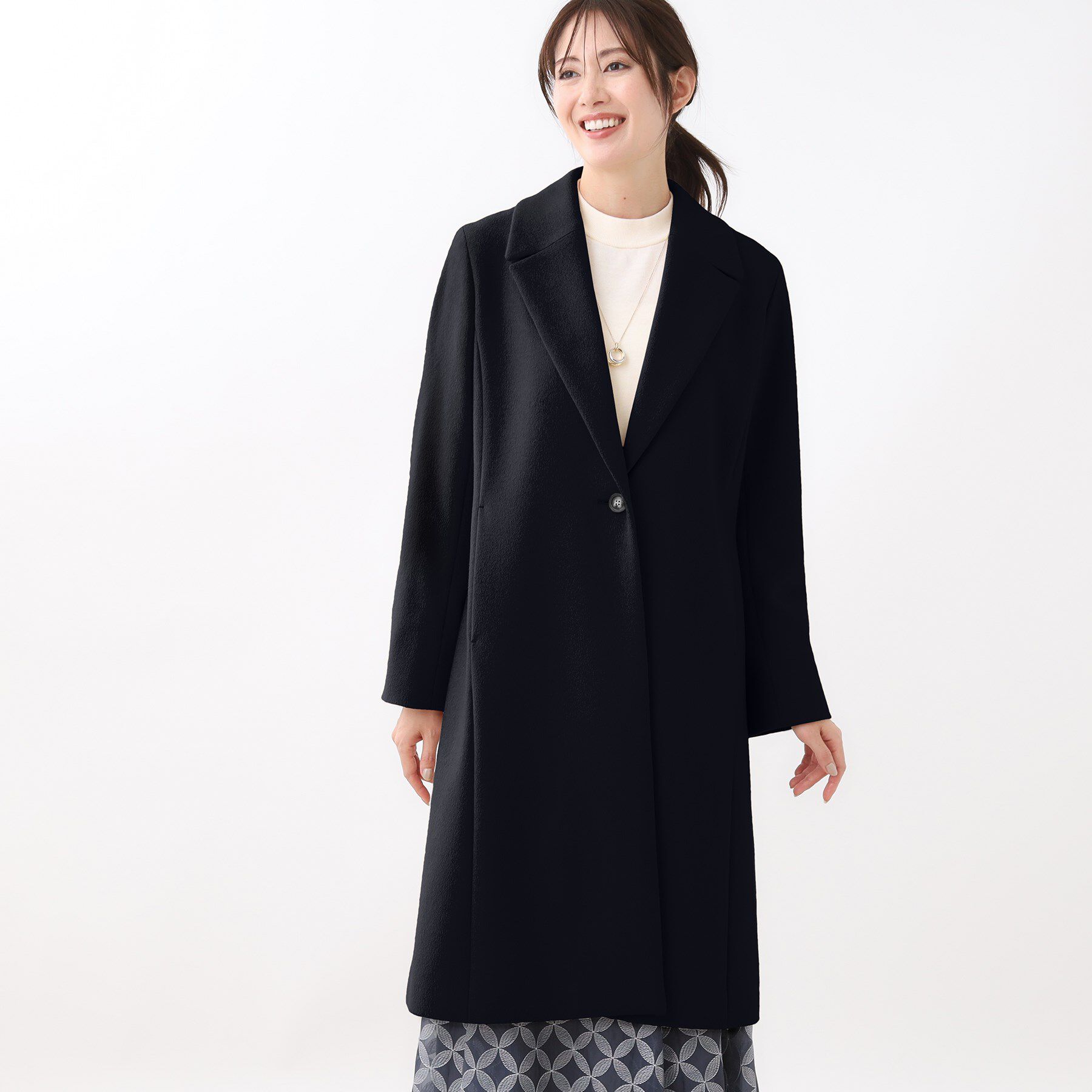 Reflect「【選べる6色】テーラードカラーロングウール混コート」|チェスターコート|