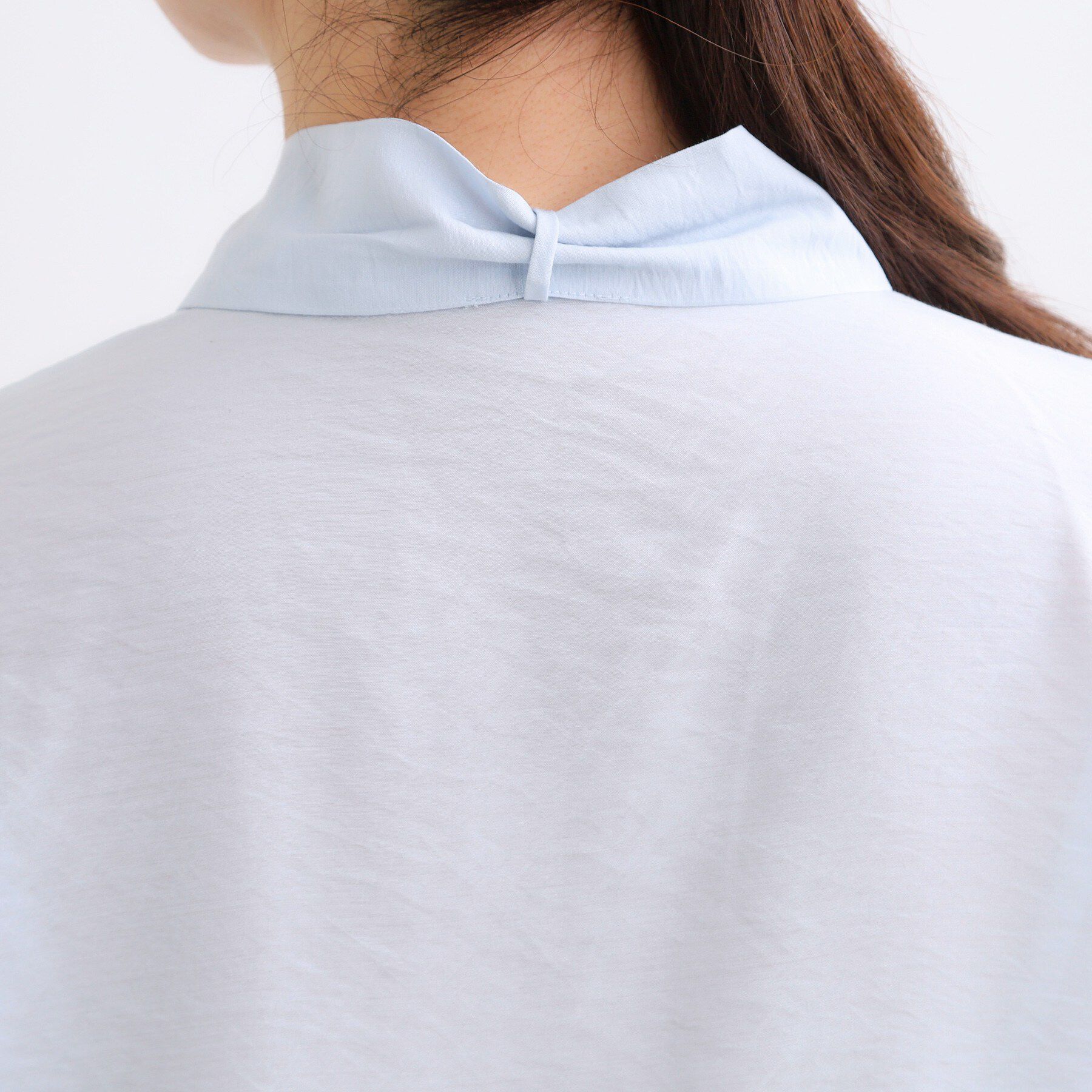 Reflect「【通勤／ボウタイ取り外し可】ボウタイ付きバンドカラーブラウス」|シャツ・ブラウス|