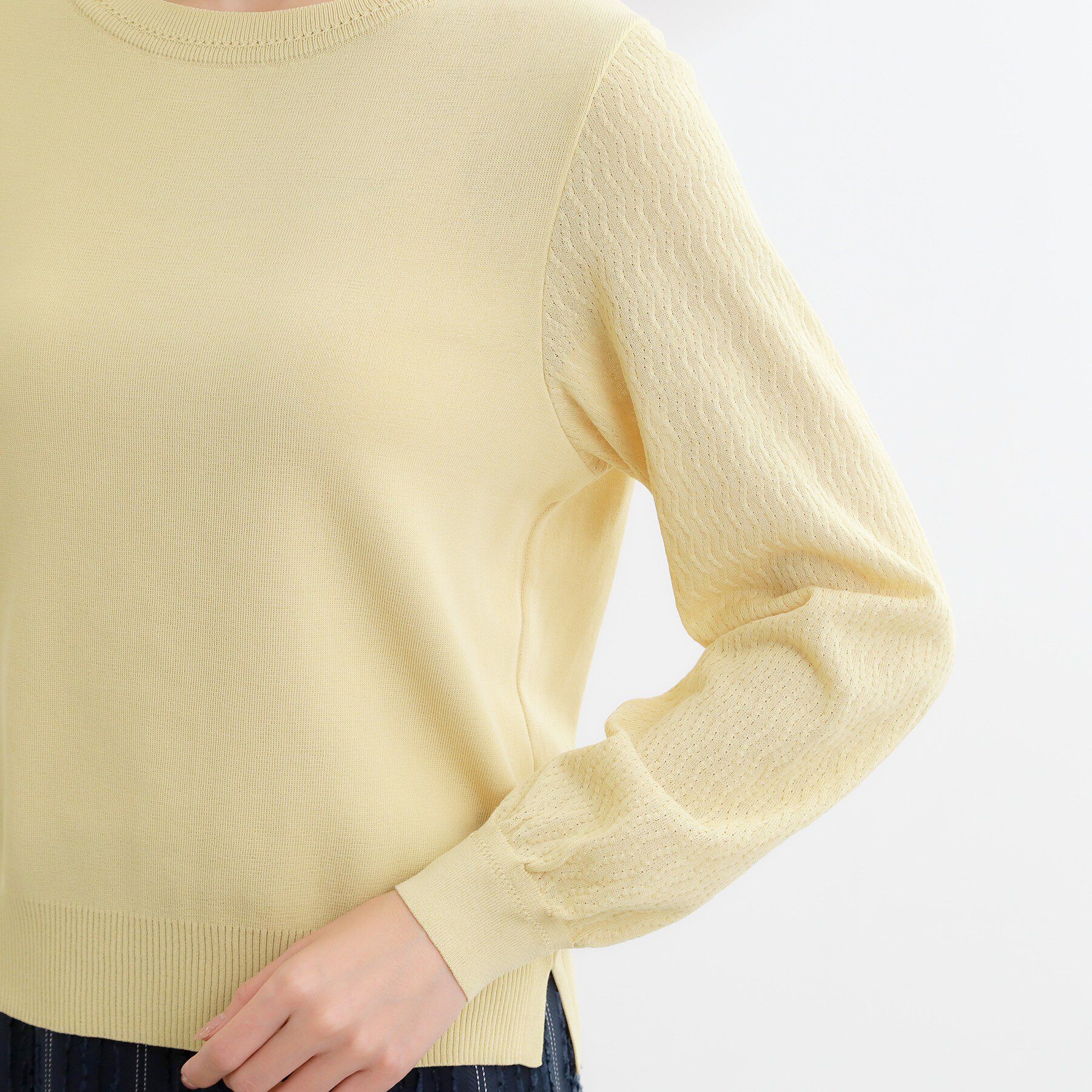 Reflect「透かしスリーブデザインハイゲージニット」|ニット・セーター|