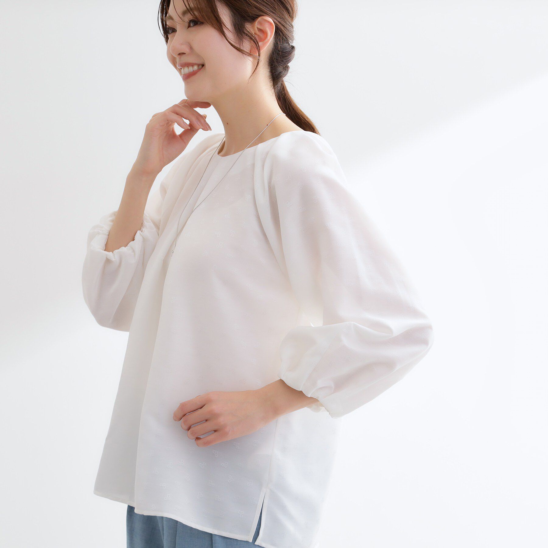 Reflect「ボリュームスリーブサテンジャカードブラウス」|シャツ・ブラウス|