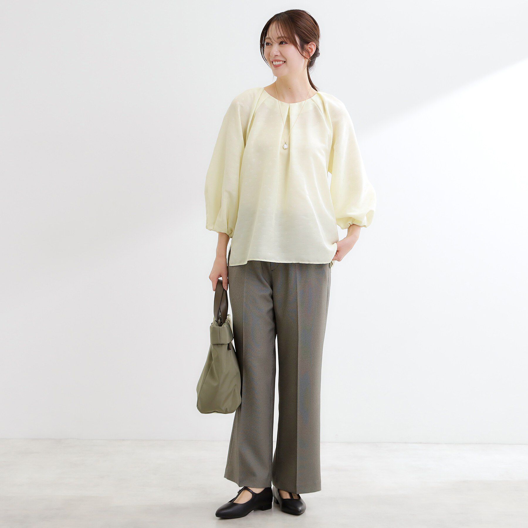 Reflect「ボリュームスリーブサテンジャカードブラウス」|シャツ・ブラウス|