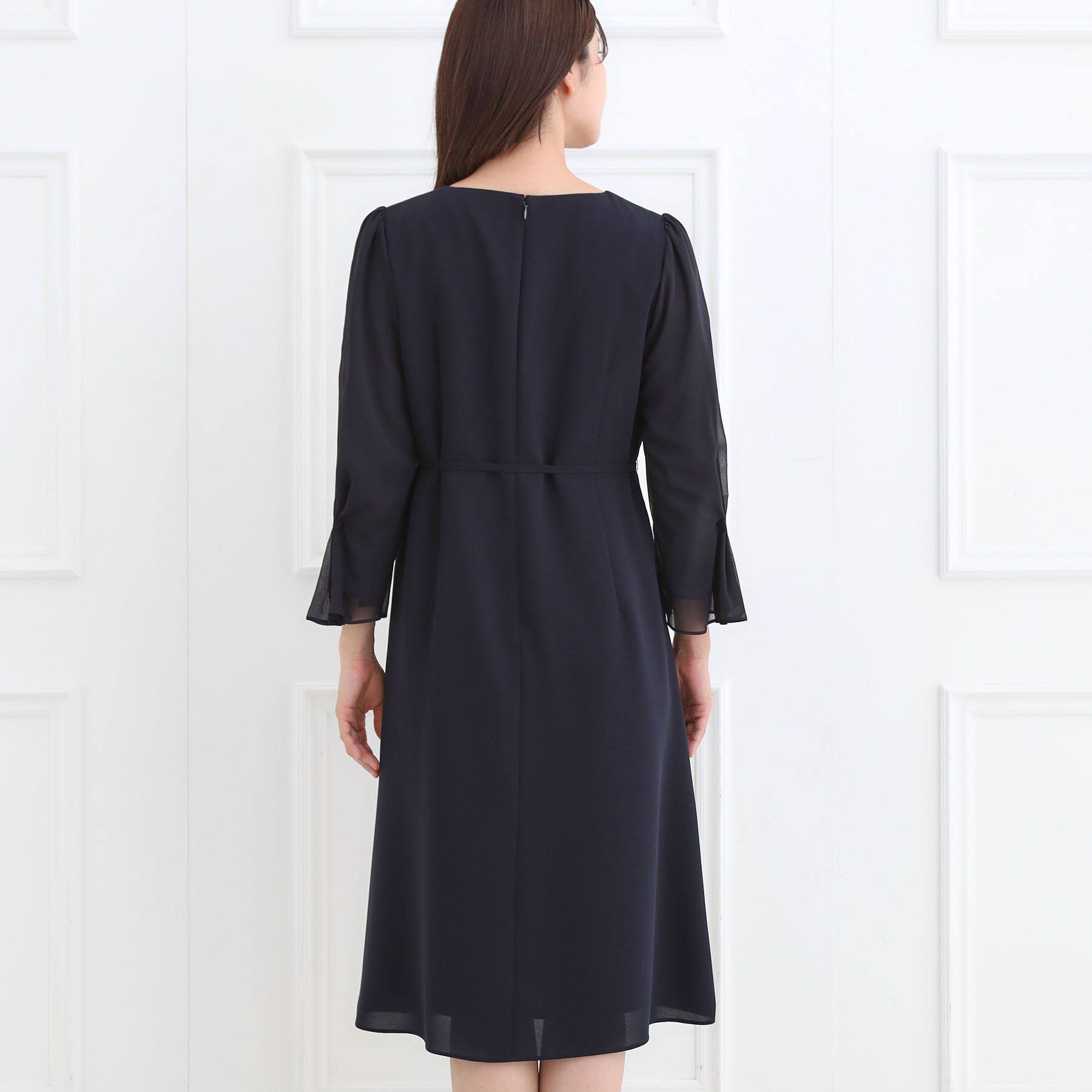 Reflect「【フォーマル／入卒／付属リボン付き】スリーブデザインジョーゼットワンピース」|ワンピース|