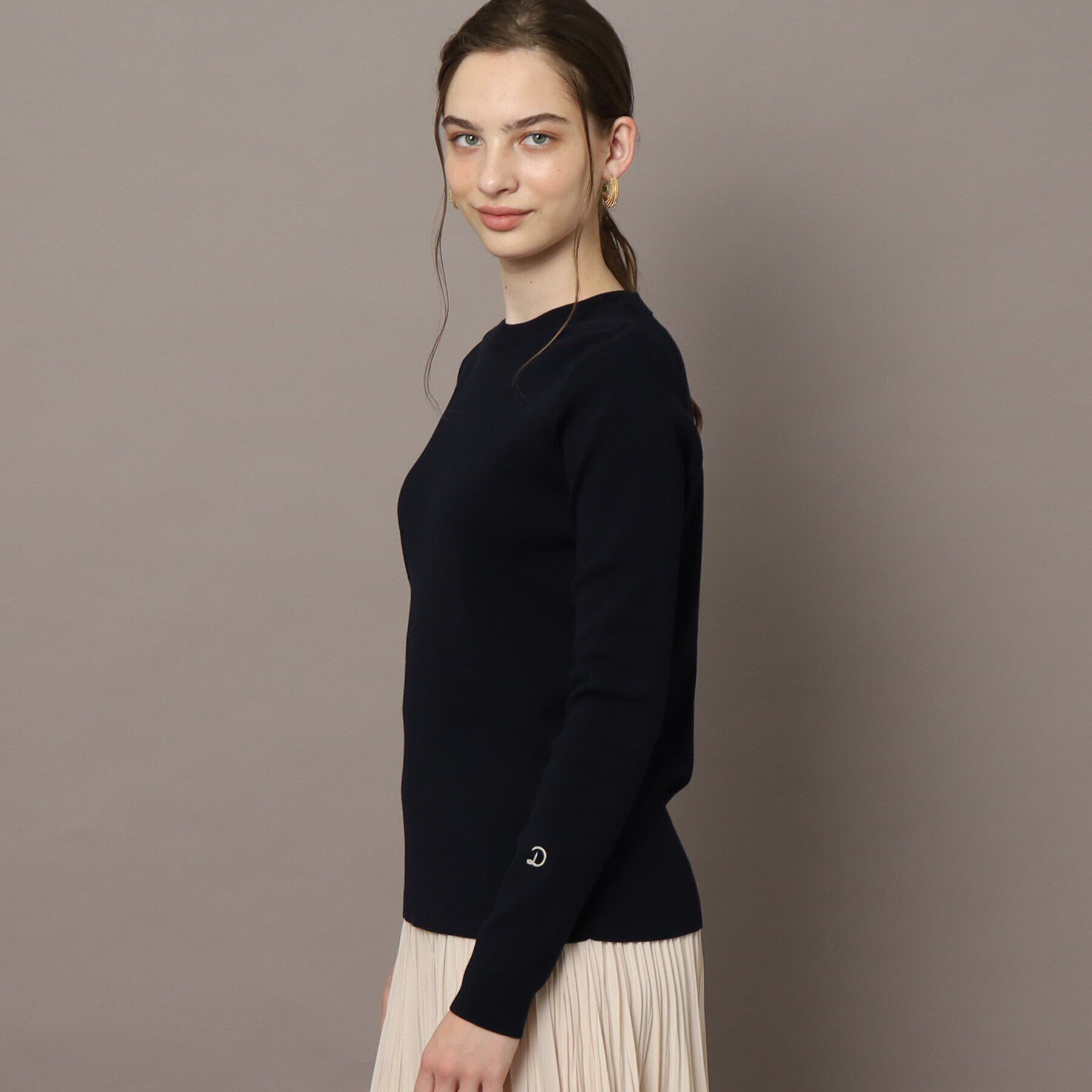 DRESSTERIOR「コットンフルニードルプルオーバーニット」|ニット・セーター|ネイビー(094)