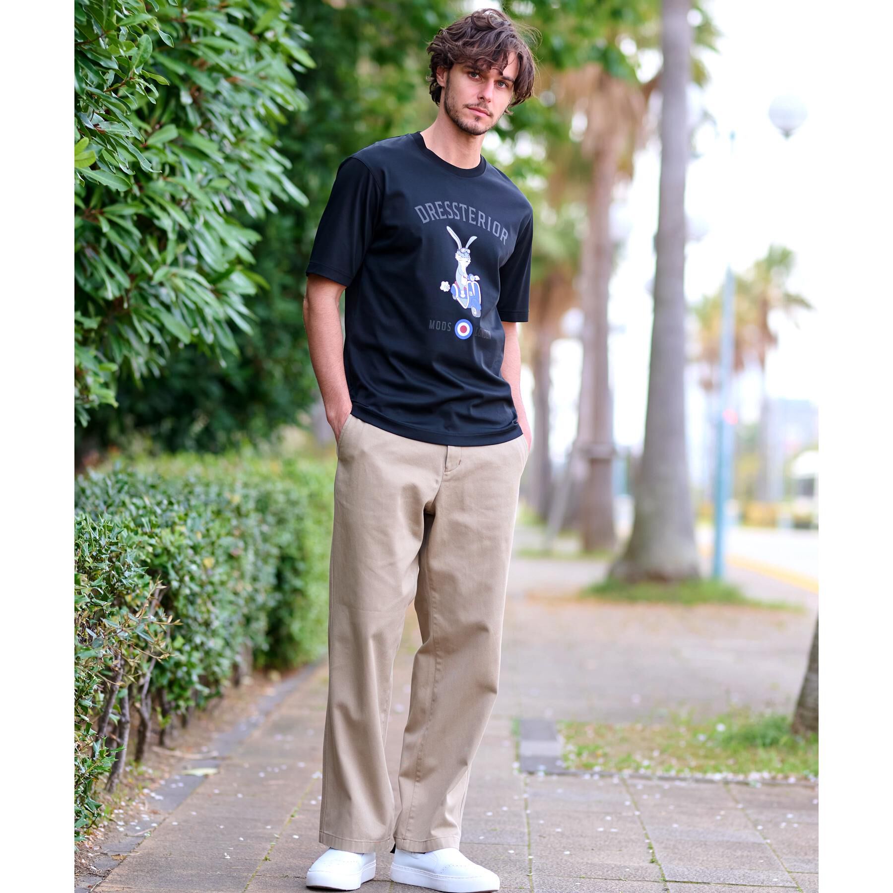 DRESSTERIOR「【接触冷感/抗菌防臭/消臭】ICE CLEAR COTTON ロンドンラビットTシャツ」|Tシャツ・カットソー|
