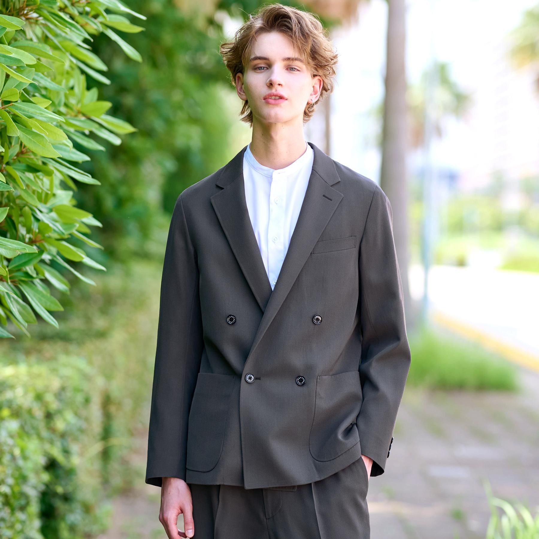 DRESSTERIOR「【セットアップ可】クリアーカルゼ コンフォータブル ダブルジャケット」|テーラードジャケット|