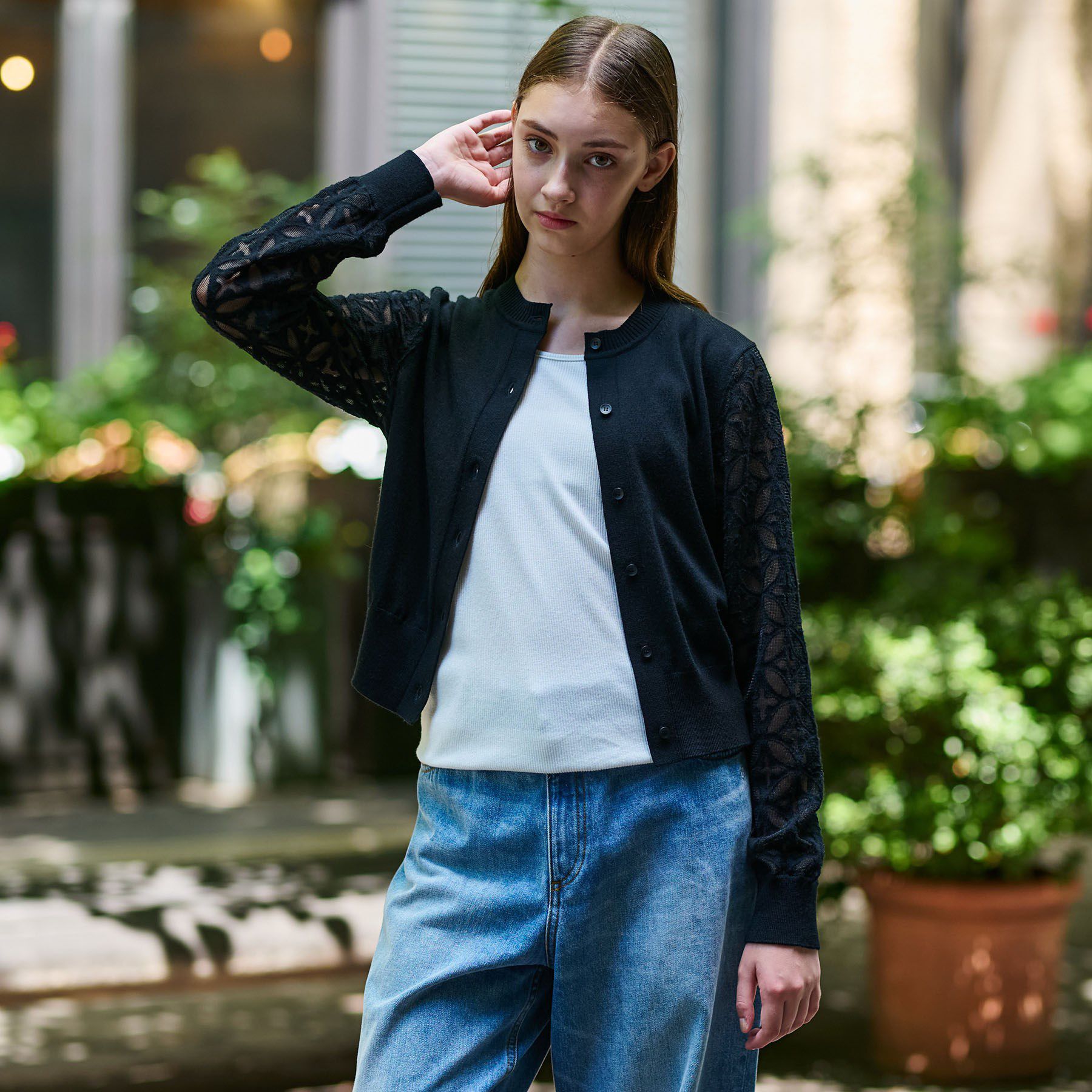 DRESSTERIOR「オーバーラップオパールスリーブカーディガン」|カーディガン|