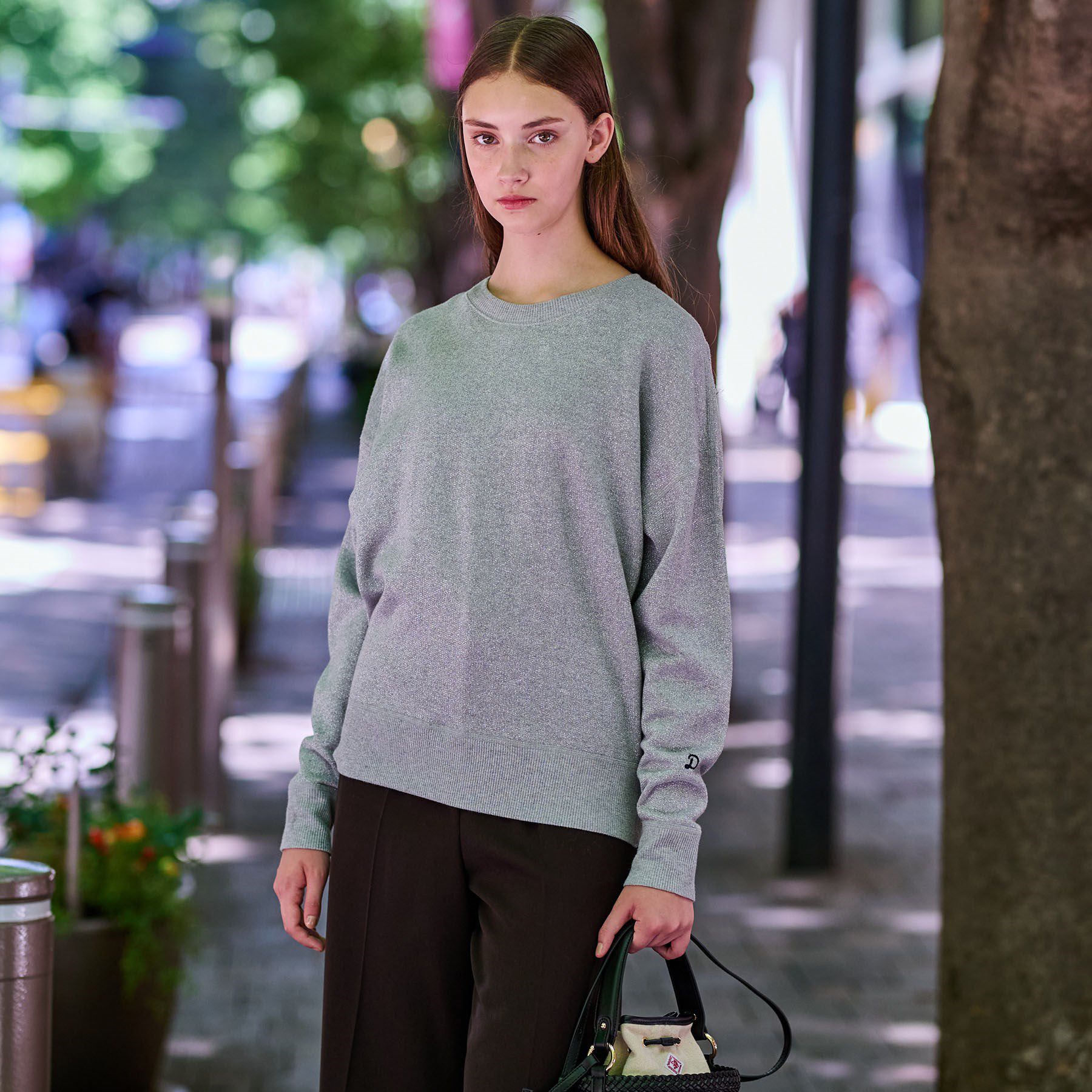 DRESSTERIOR「ラメ裏毛プルオーバー」|Tシャツ・カットソー|グレー(012)