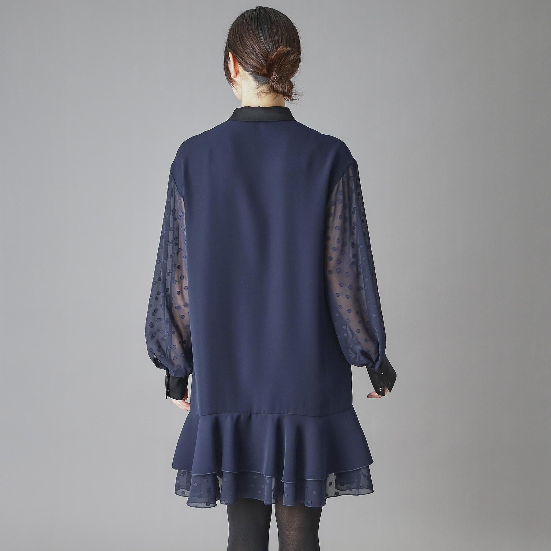 DRESSTERIOR「ダブルクロスボリュームスリーブミニワンピース」|ワンピース|