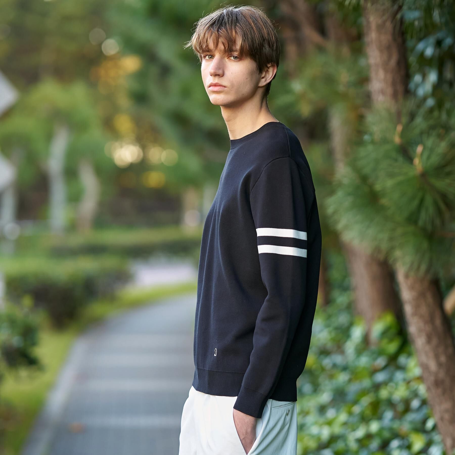 DRESSTERIOR「【ウォッシャブル】コットンスムース アームラインクルーネック」|ニット・セーター|