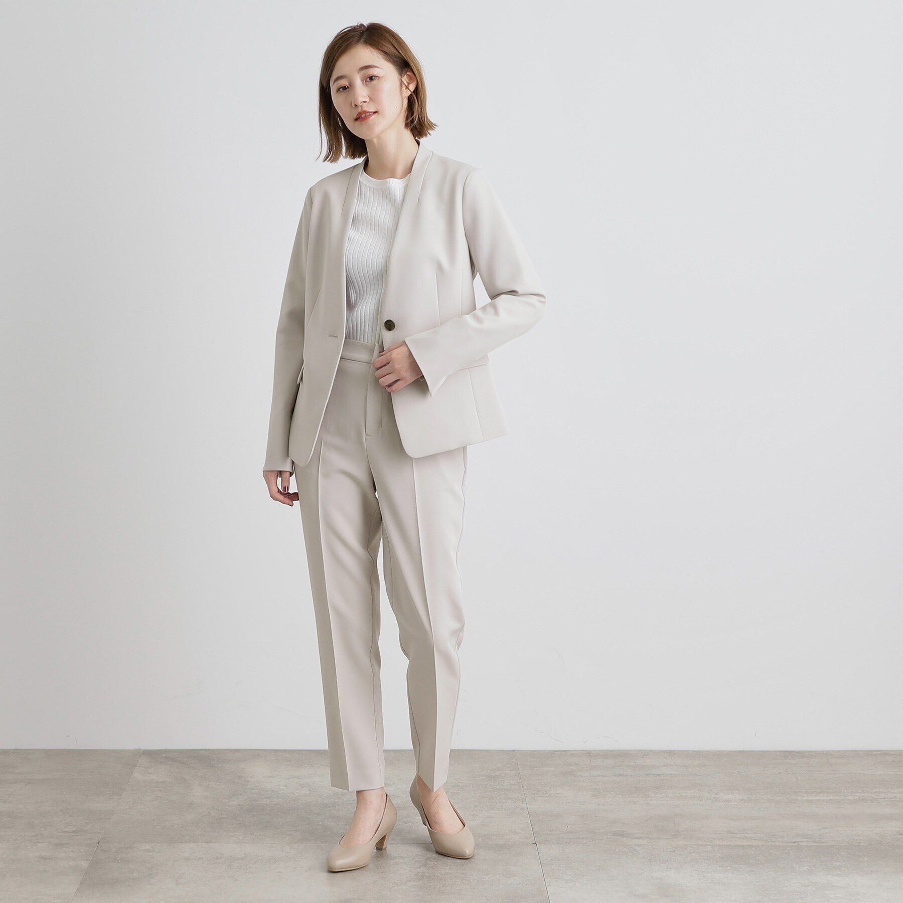 grove「しなやかストレッチ イージーケアテーパードパンツ」|その他|