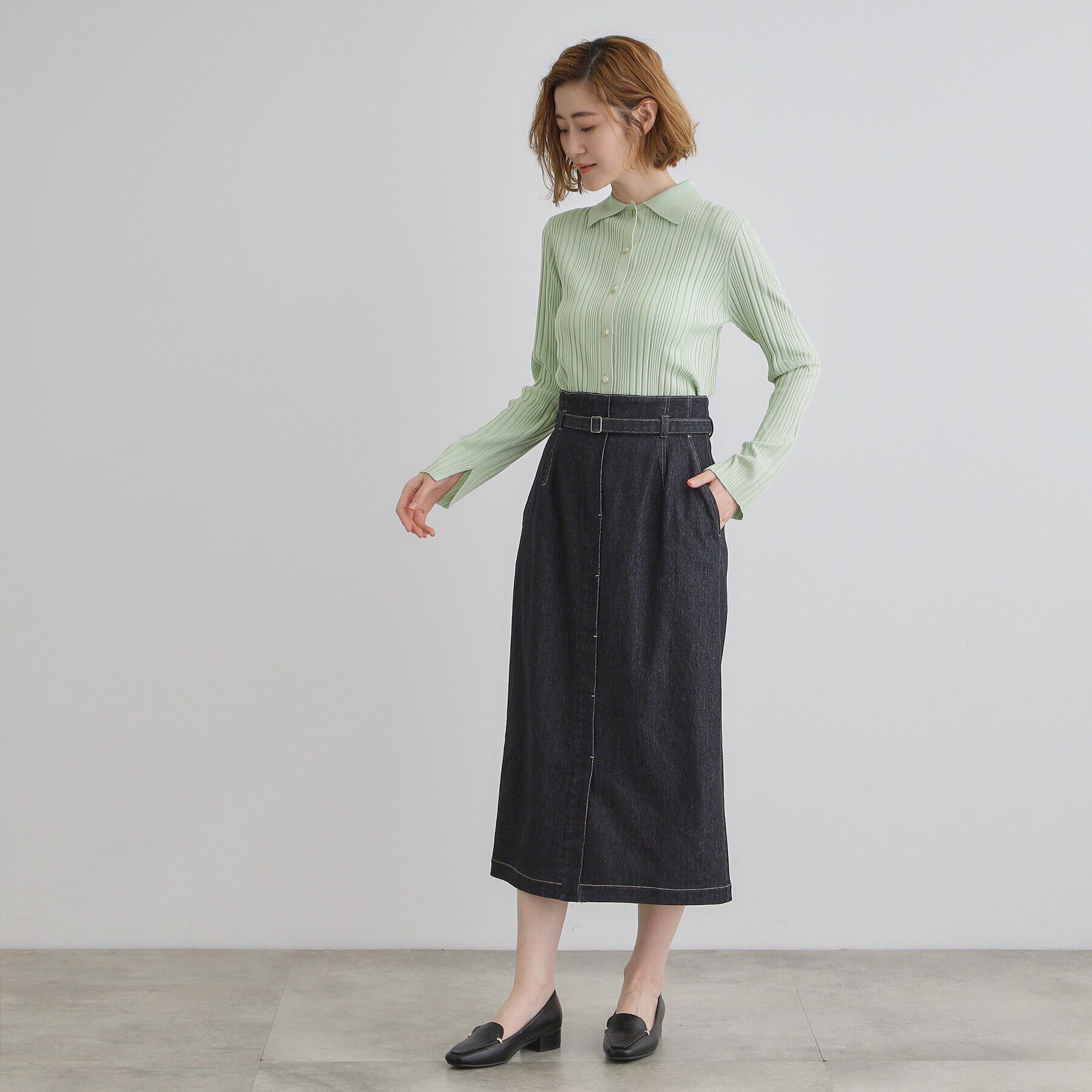 grove「ワイドリブポロニット」|ニット・セーター|