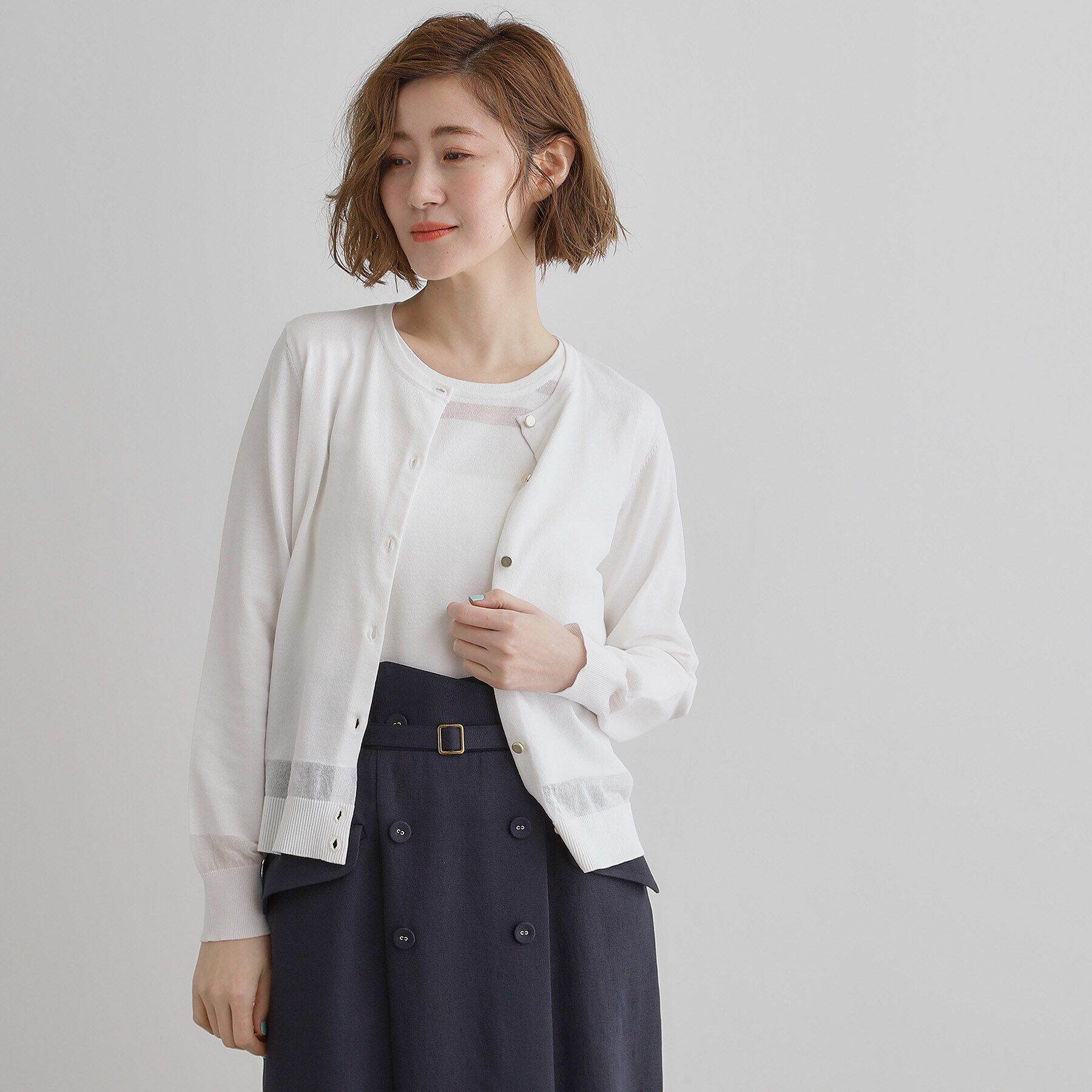 grove「【雑誌掲載】シアー素材使いアンサンブルニット」|その他|オフホワイト(003