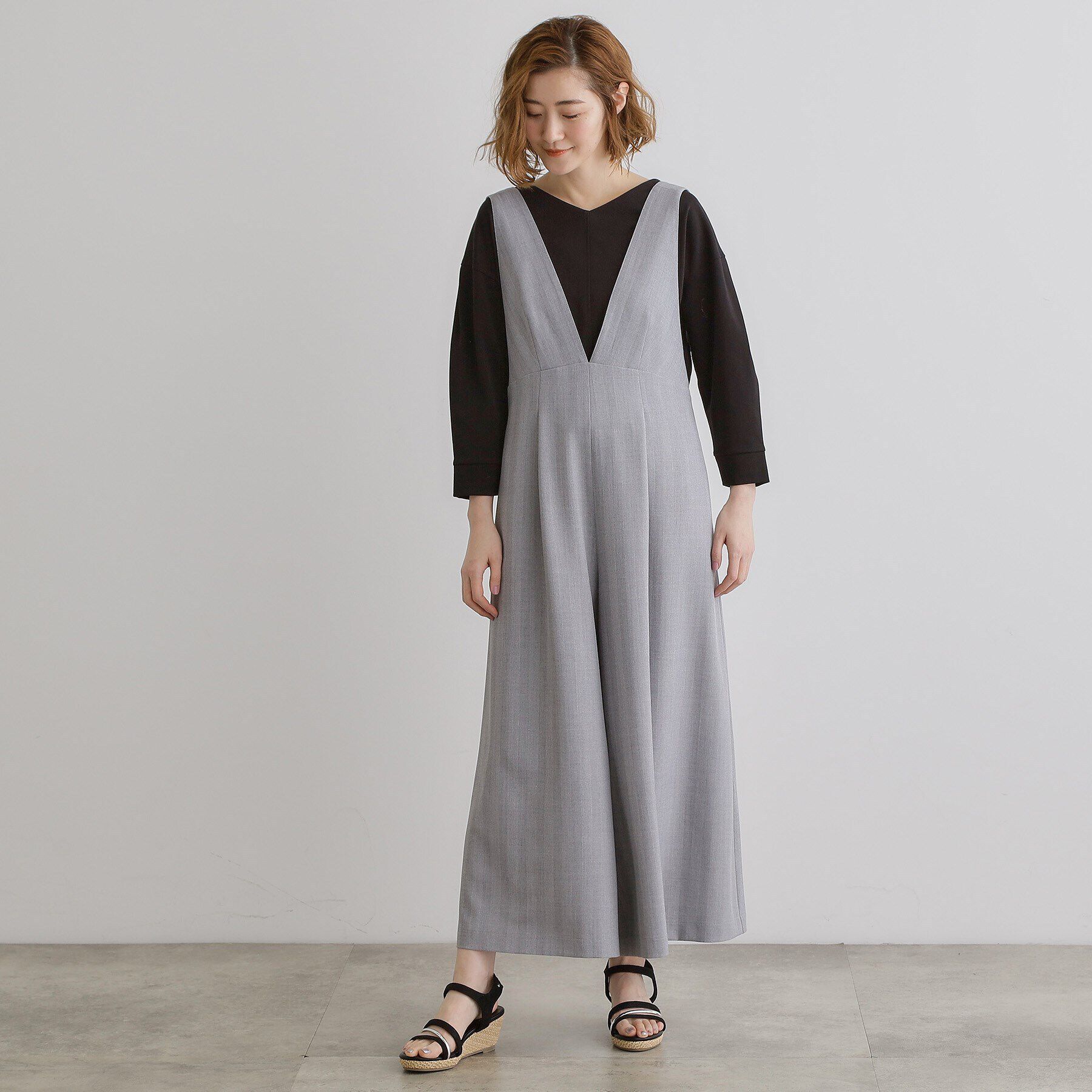 grove「ラメストライプサロペット」|オールインワン|