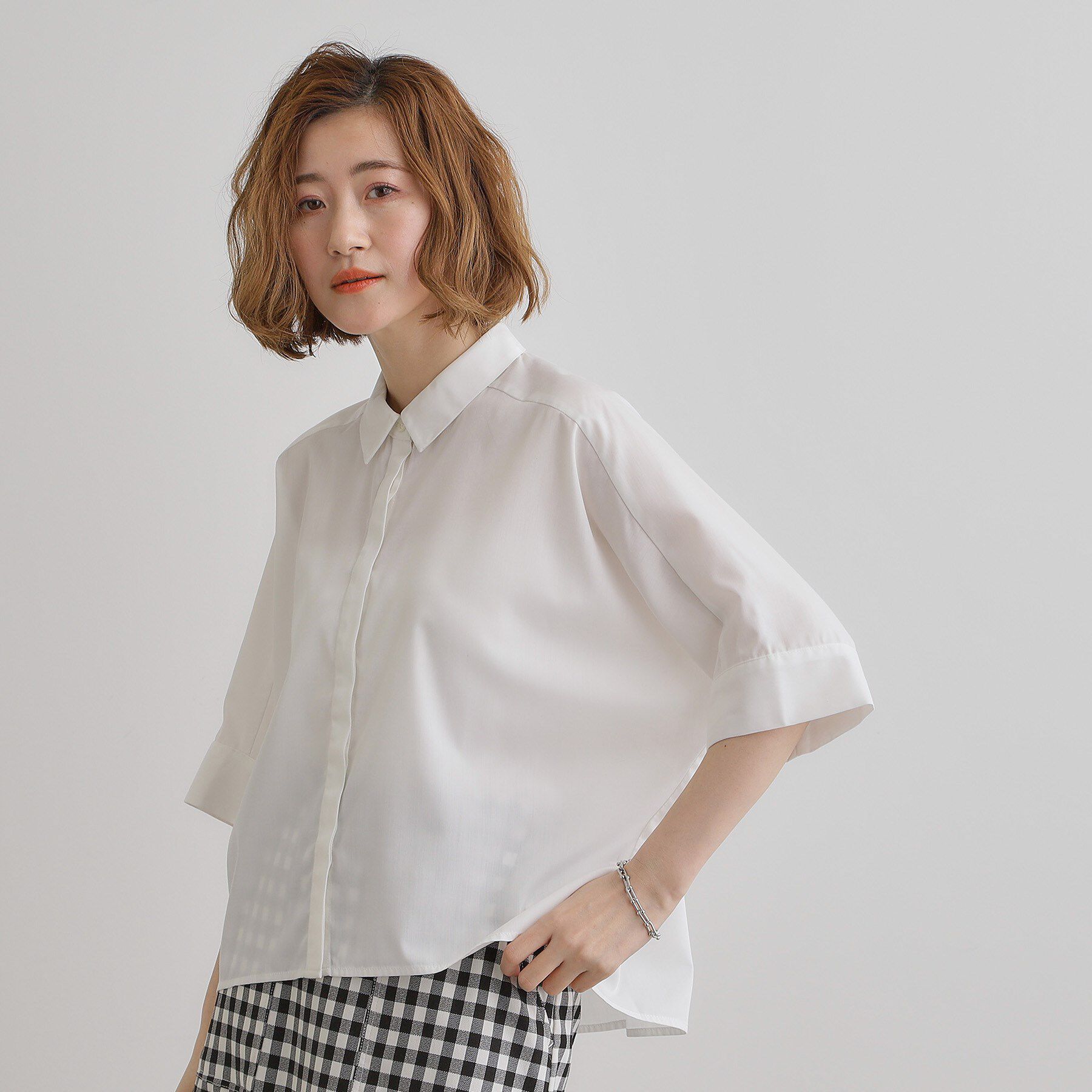 grove「【夏に嬉しい機能付き】ドルマンクロップドシャツ」|シャツ・ブラウス|