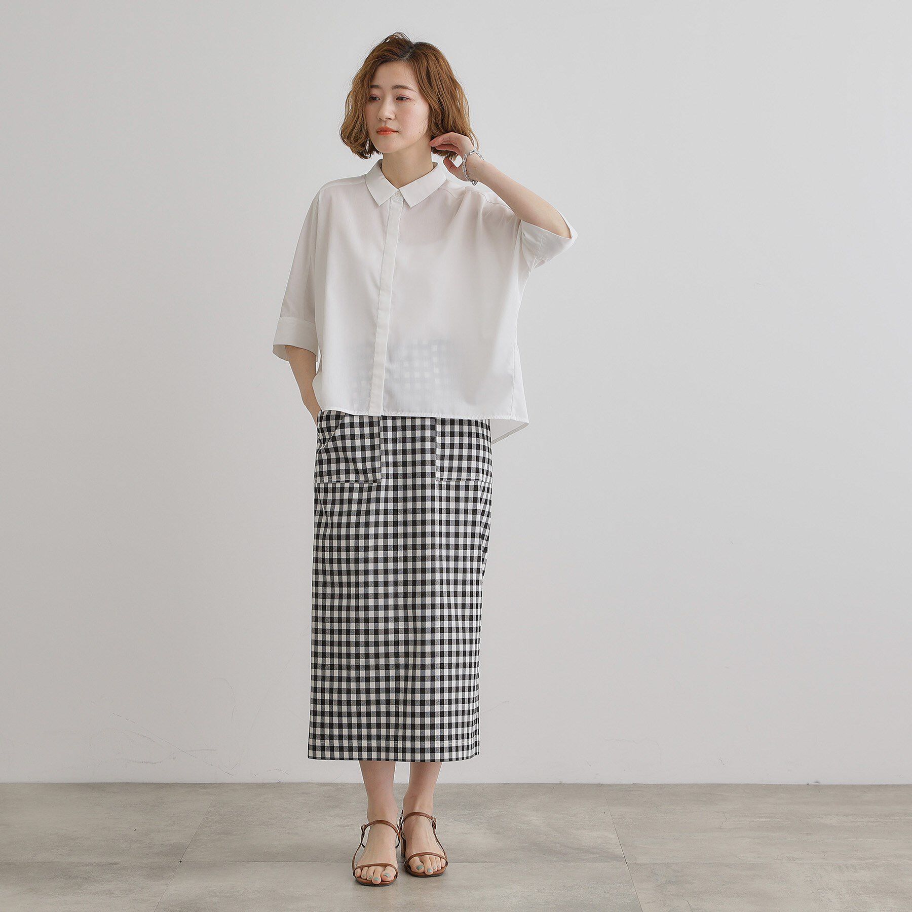 grove「【夏に嬉しい機能付き】ドルマンクロップドシャツ」|シャツ・ブラウス|