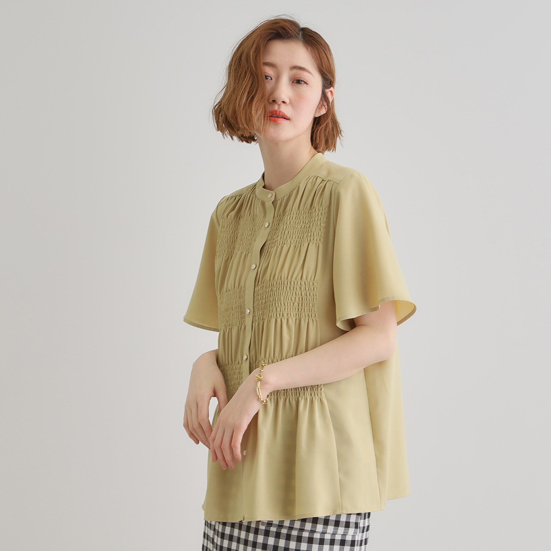 grove「大人の抜け感シアースラブシャーリングブラウス」|シャツ・ブラウス|