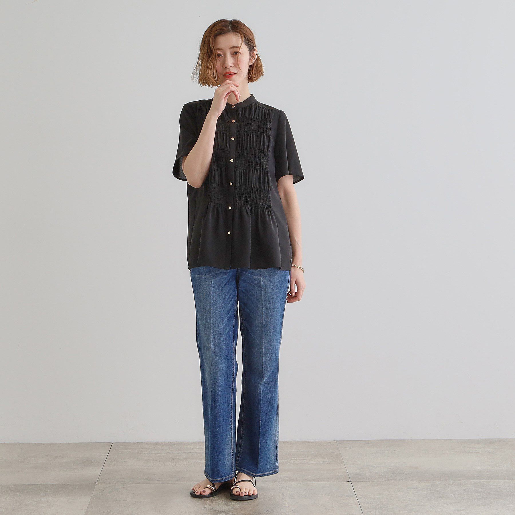 grove「大人の抜け感シアースラブシャーリングブラウス」|シャツ・ブラウス|