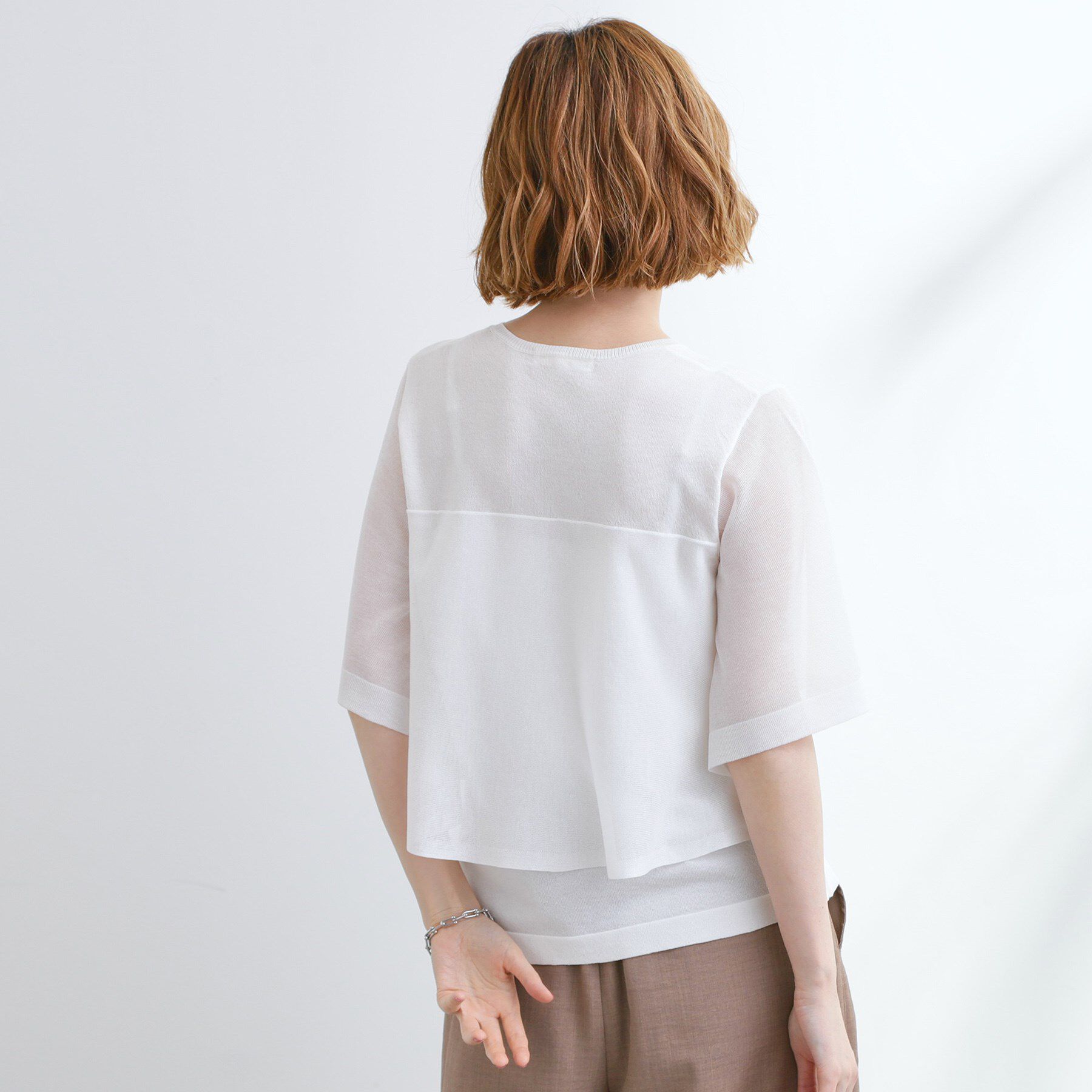 grove「シアーな軽やかさフロントシアーフレアニット」|ニット・セーター|