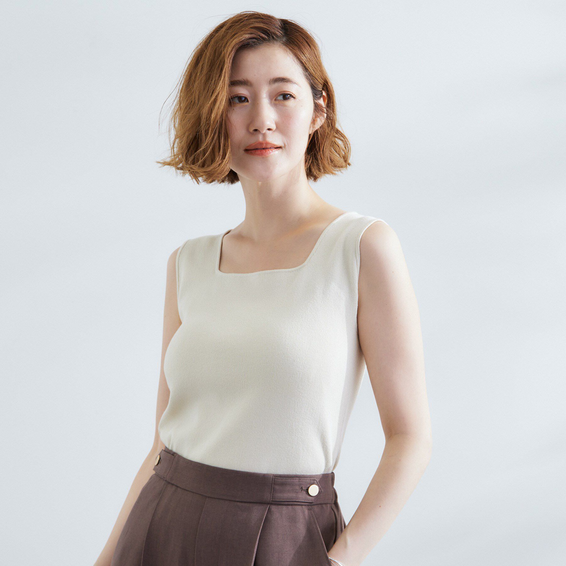 grove「2WAYスクエアネックタンク」|キャミソール|オフホワイト(003