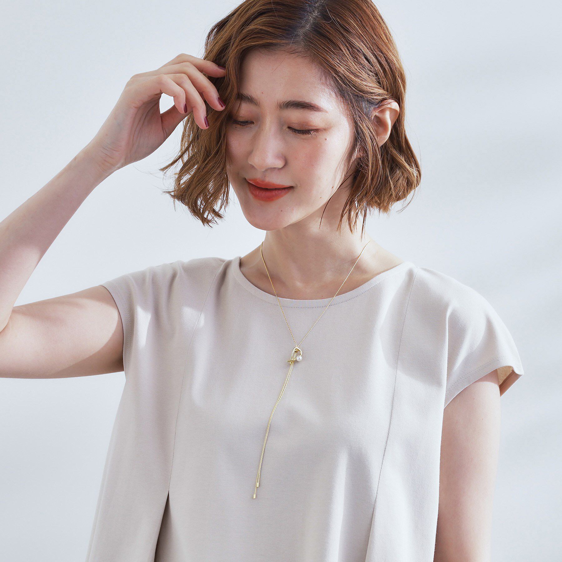 grove「パール調メタルスライドネックレス」|ネックレス|