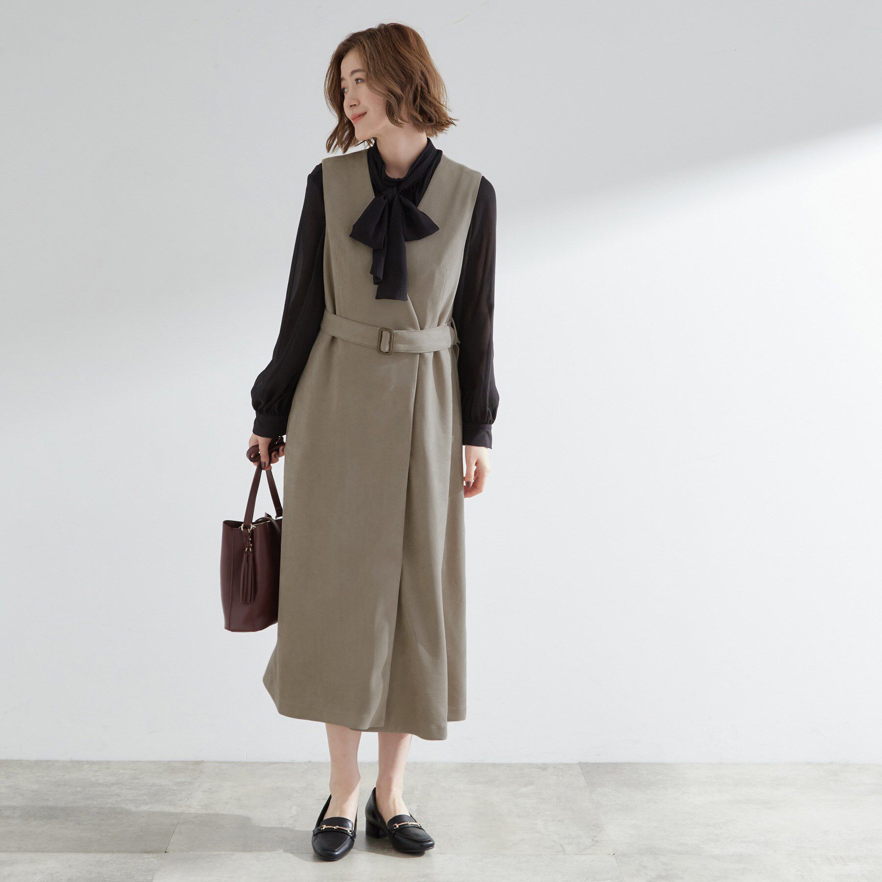 grove「【2WAY】スウェード調ジレワンピース」|ワンピース|