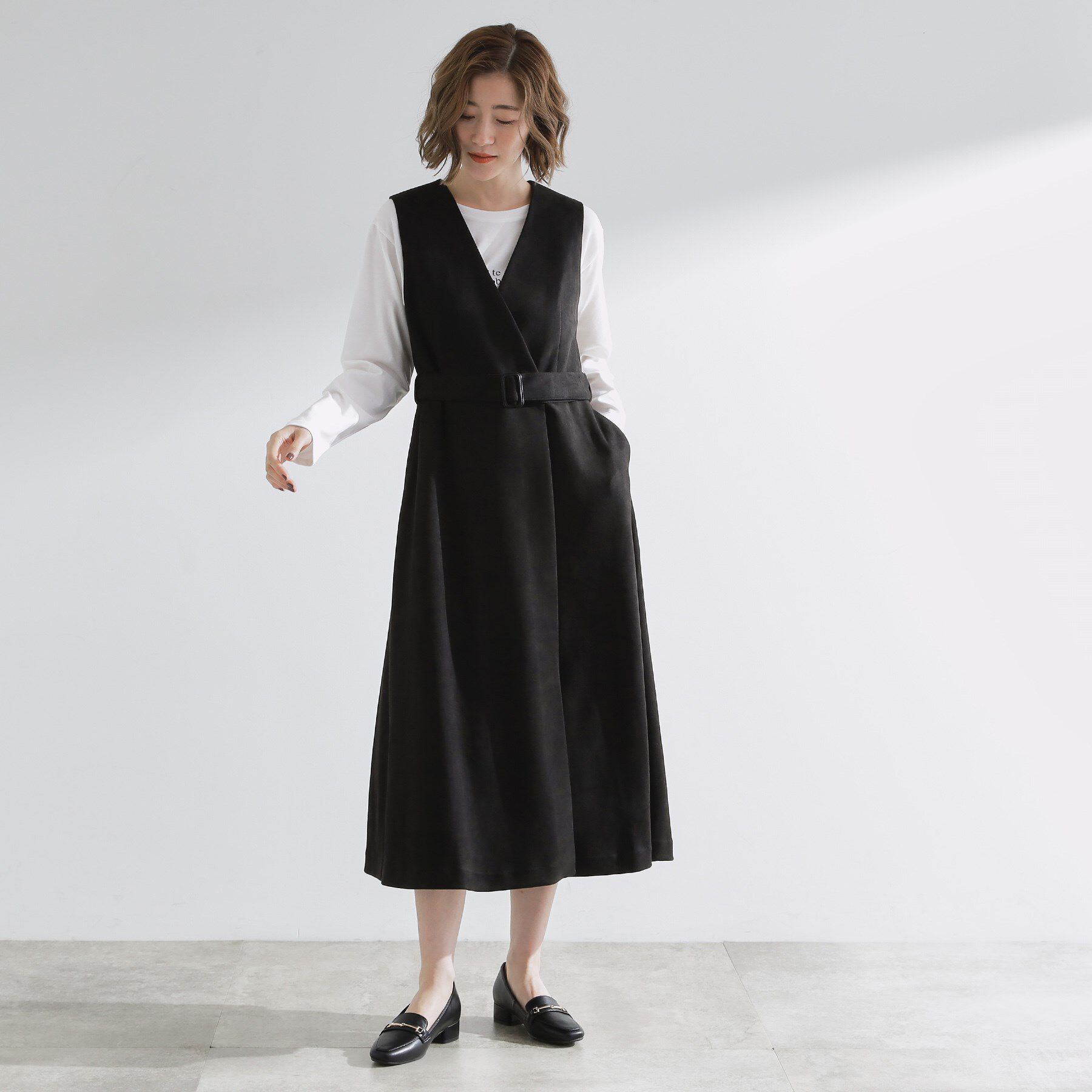 grove「【2WAY】スウェード調ジレワンピース」|ワンピース|