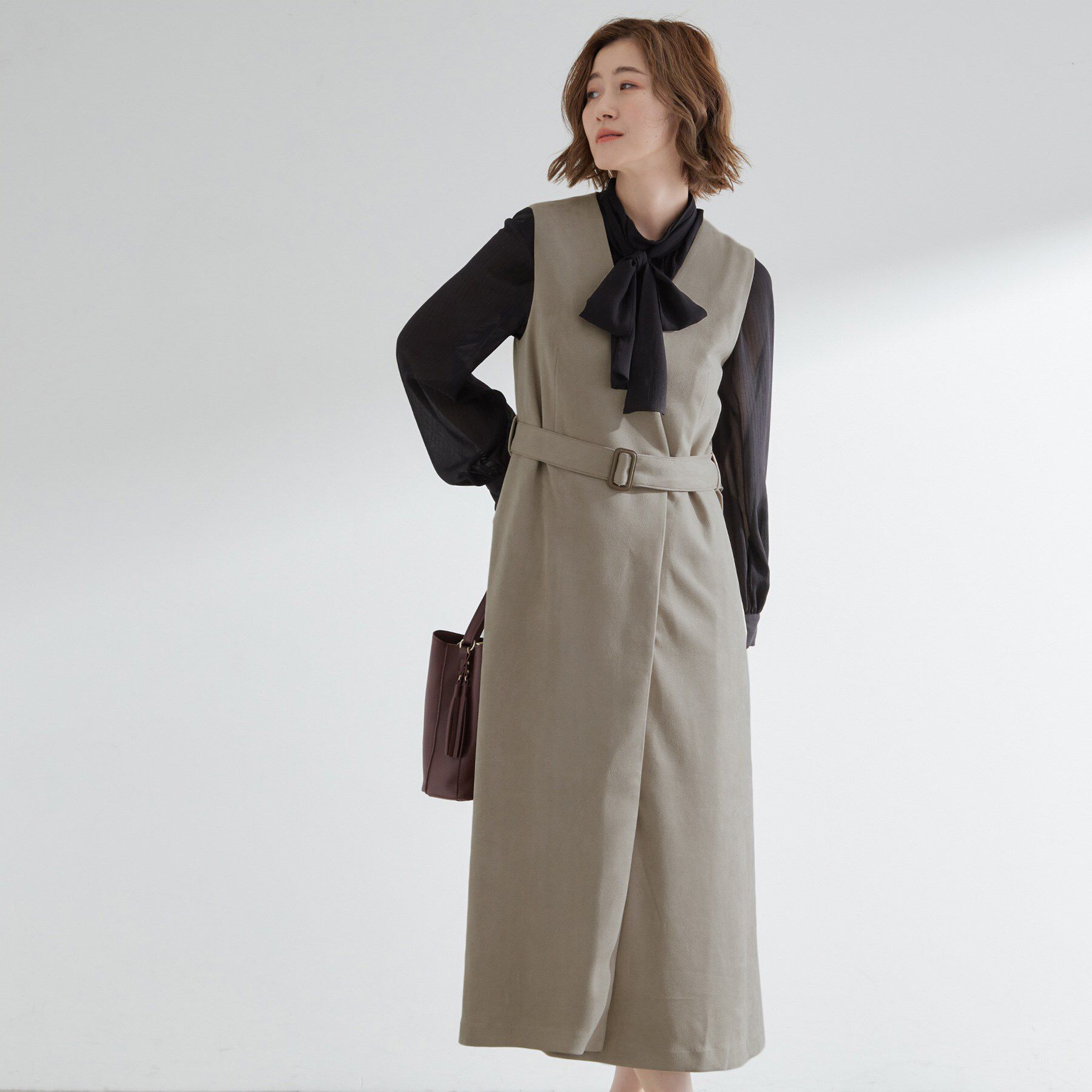 grove「【2WAY】スウェード調ジレワンピース」|ワンピース|トープ(054)