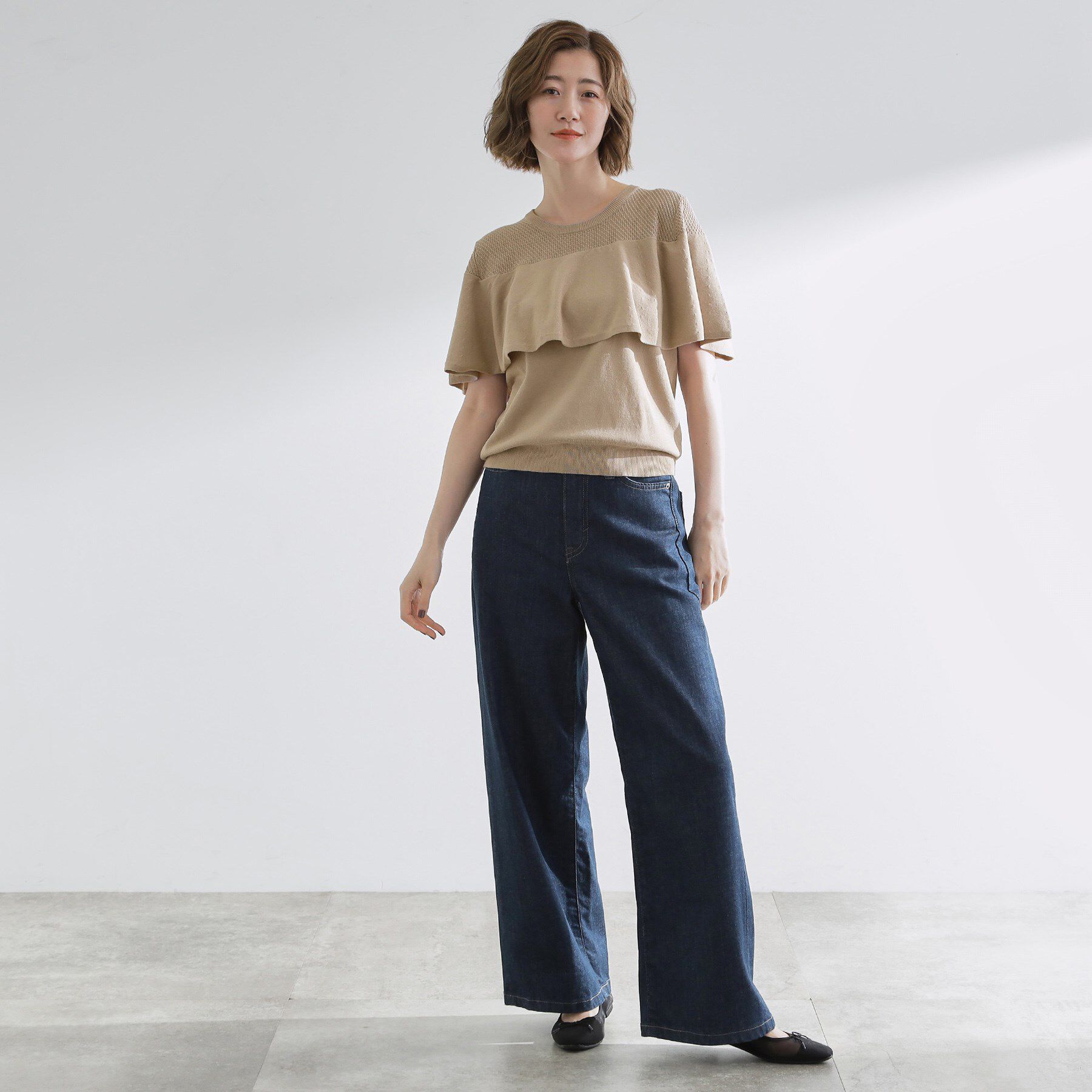 grove「涼しくて華やか1枚で差の付く　ケープフリルニット」|ニット・セーター|