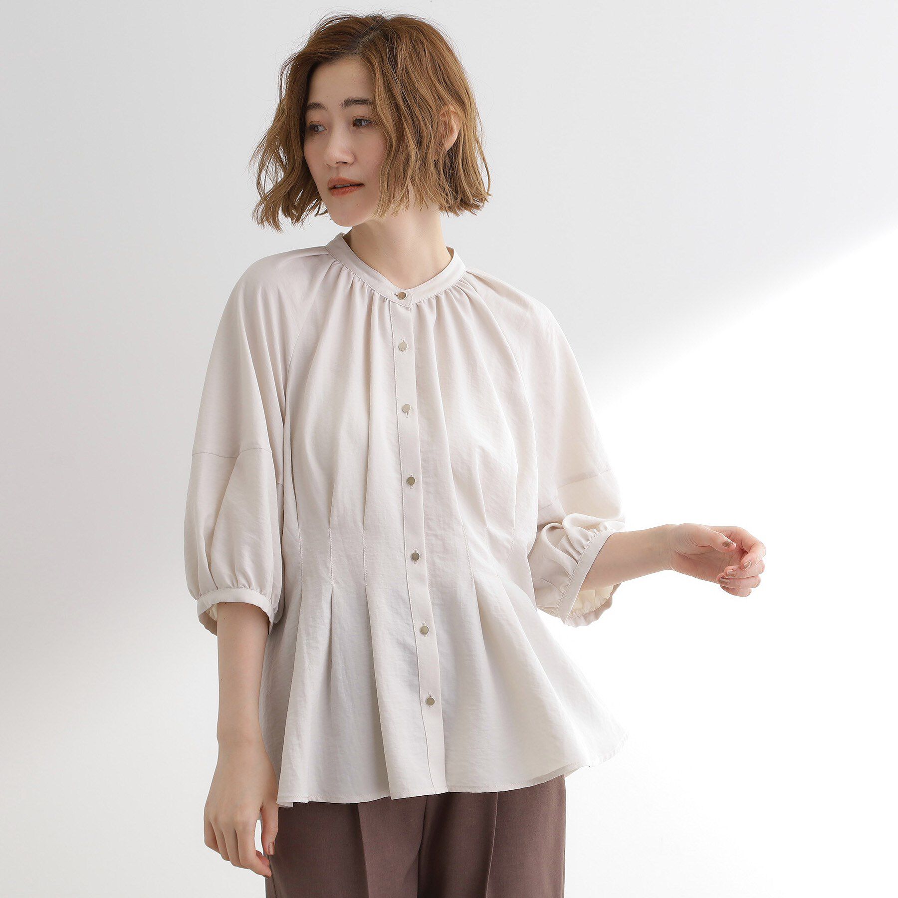 grove「ウエストタックチュニックブラウス」|シャツ・ブラウス|グレージュ(050)