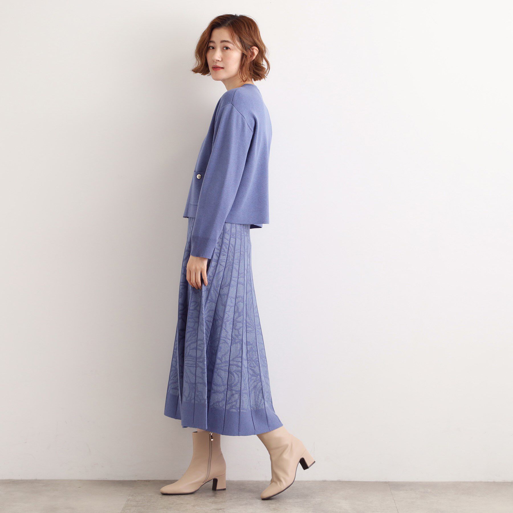 grove「【SET UP対応】レース柄ジャカードプリーツ風ニットスカート」|スカート|